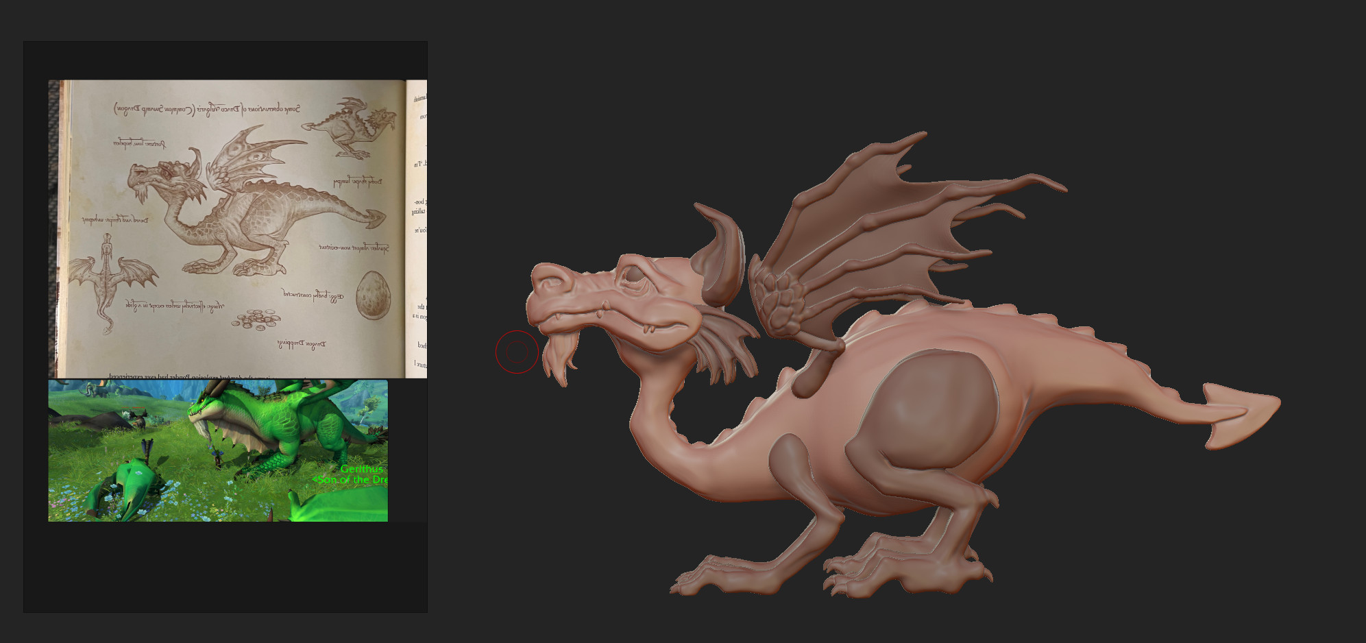 Reference images and blockout sculpt in ZBrush