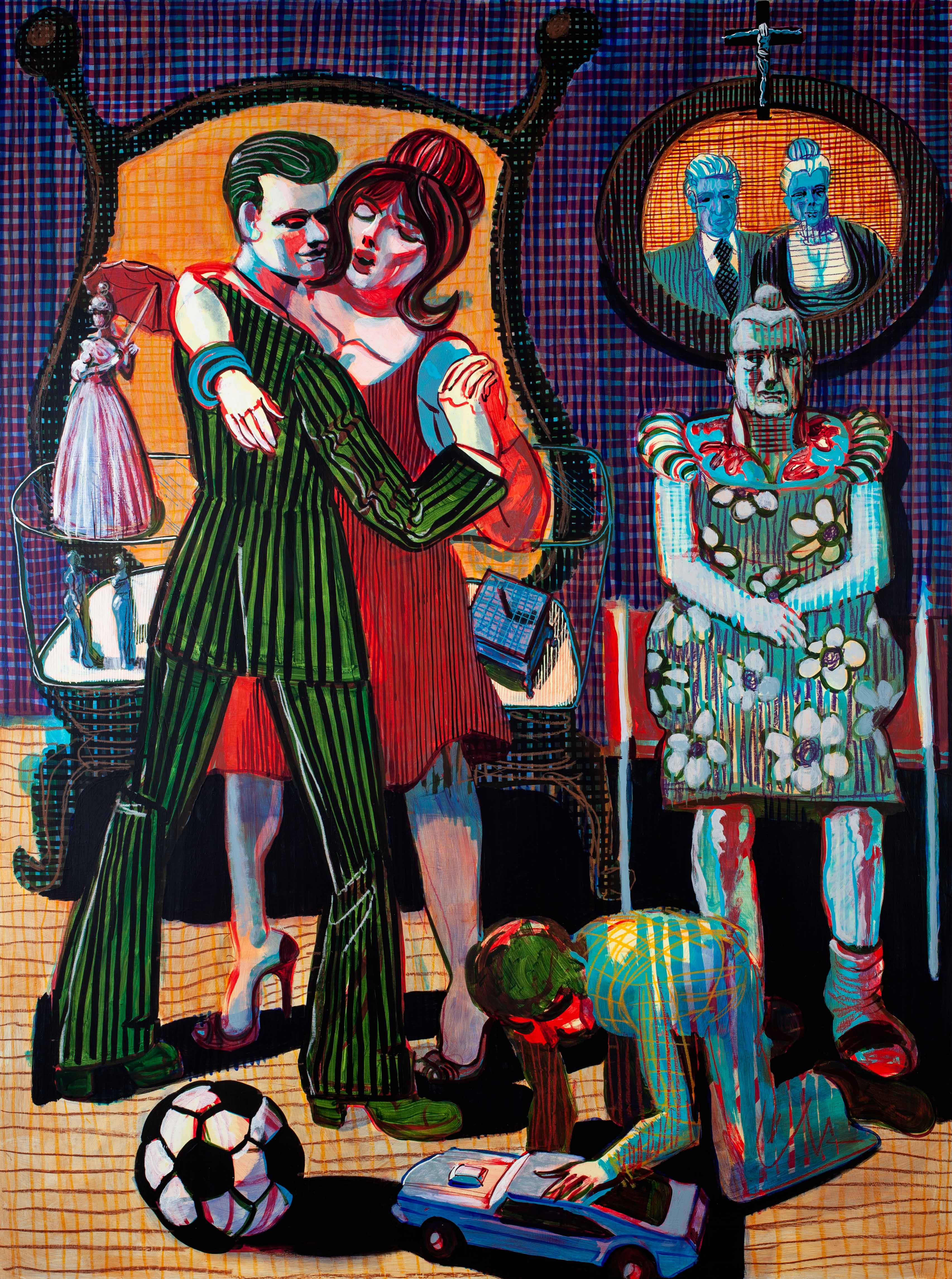 2025, THE DANCE painting #1, 48 x 36 inches acrylic on wood panel.