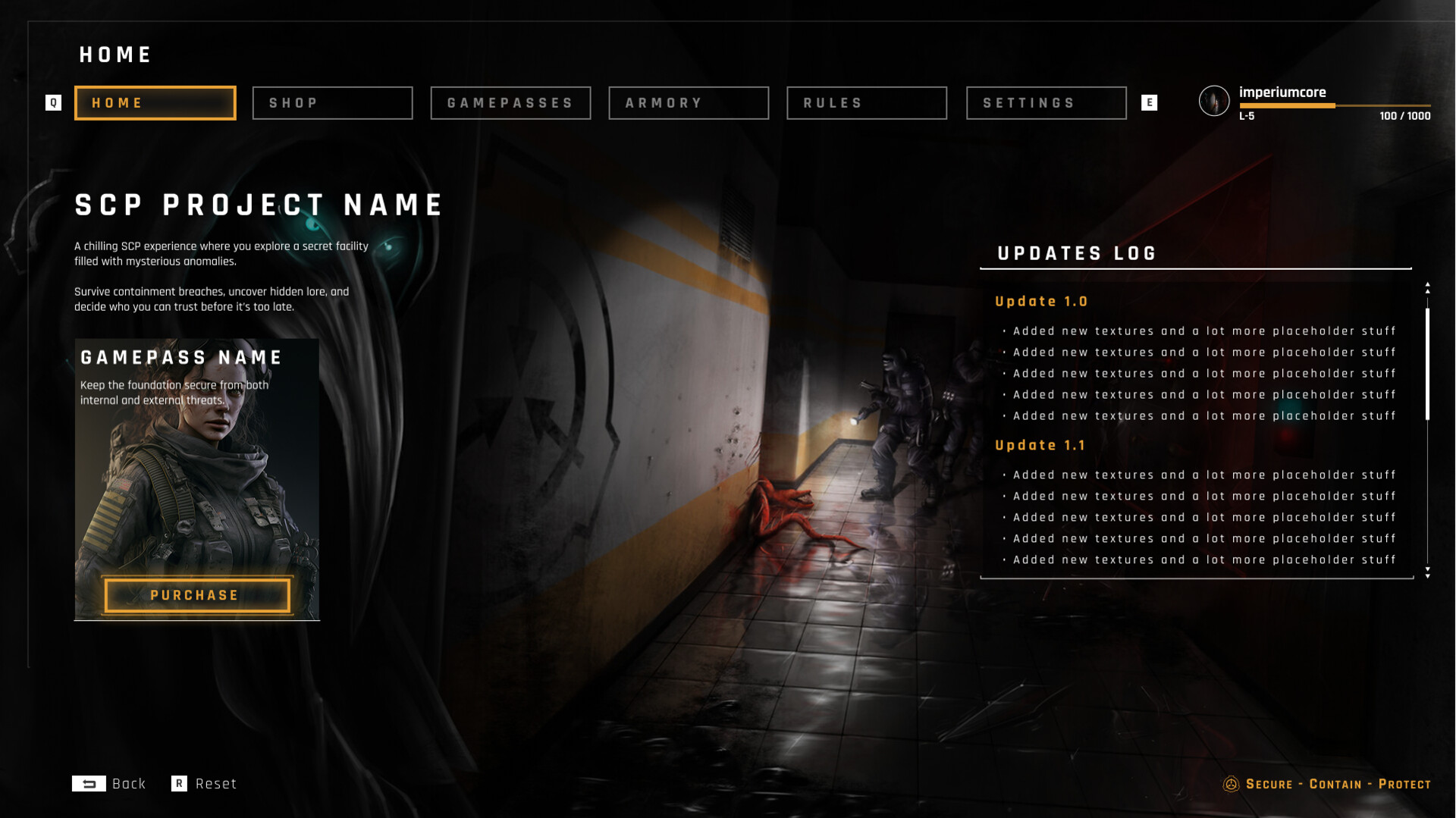Solys Game User Interface Designer - SCP Game UI UX Design Roblox