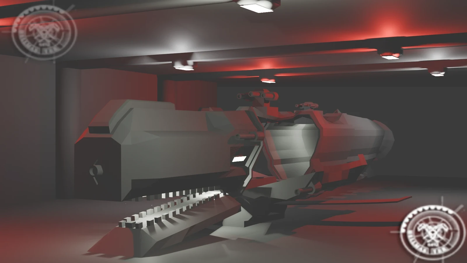 Scene partially opened up ship. (no texture)
