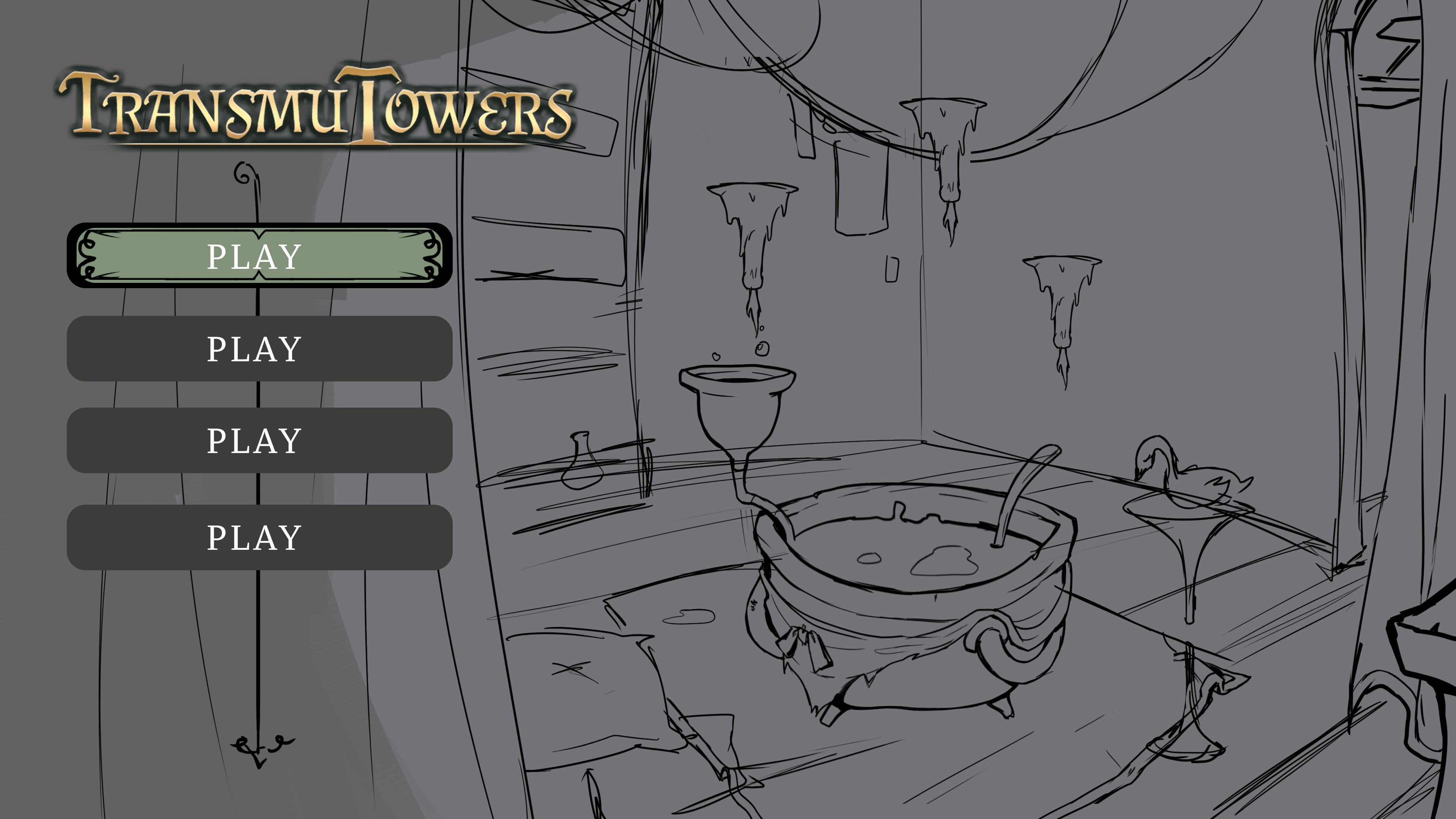 Initial MainMenu design and sketch for the background art