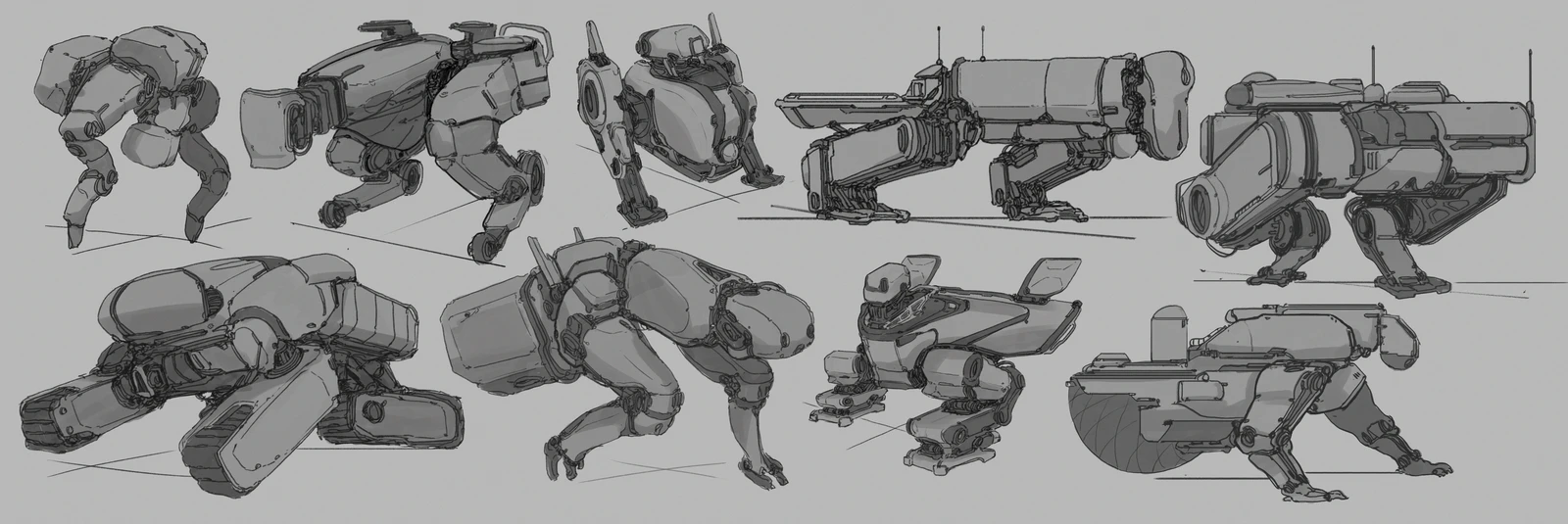 Scout mech sketches + timelapse