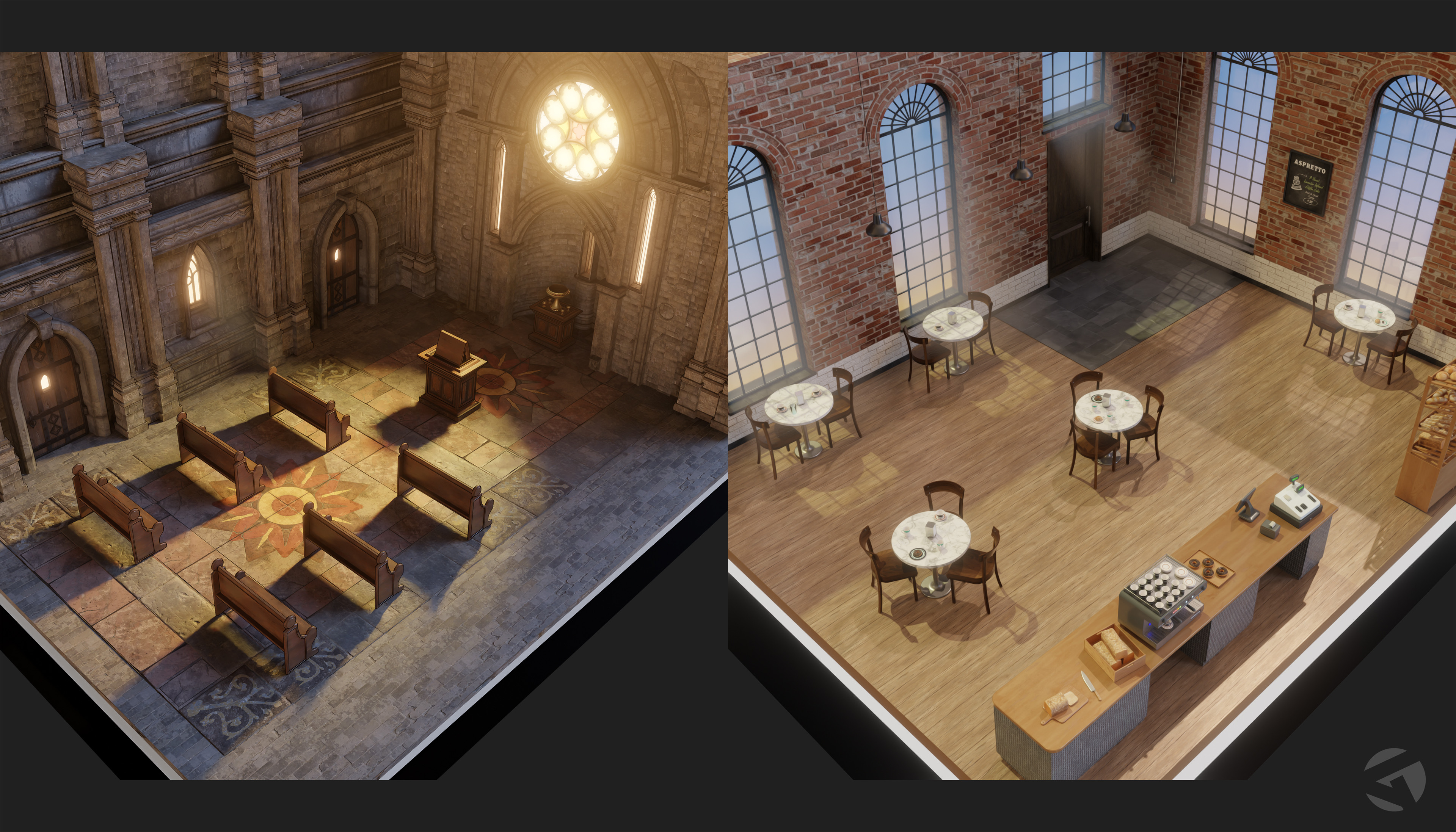 Church Nave &amp; Aspretto cafe  ©Rift Games