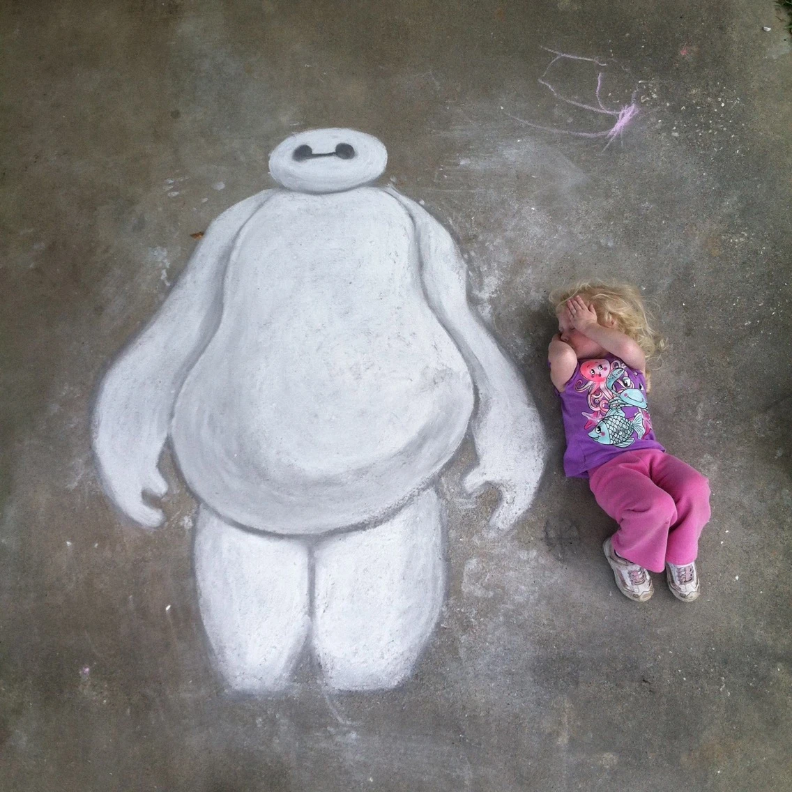 Chalk sketch with kids
