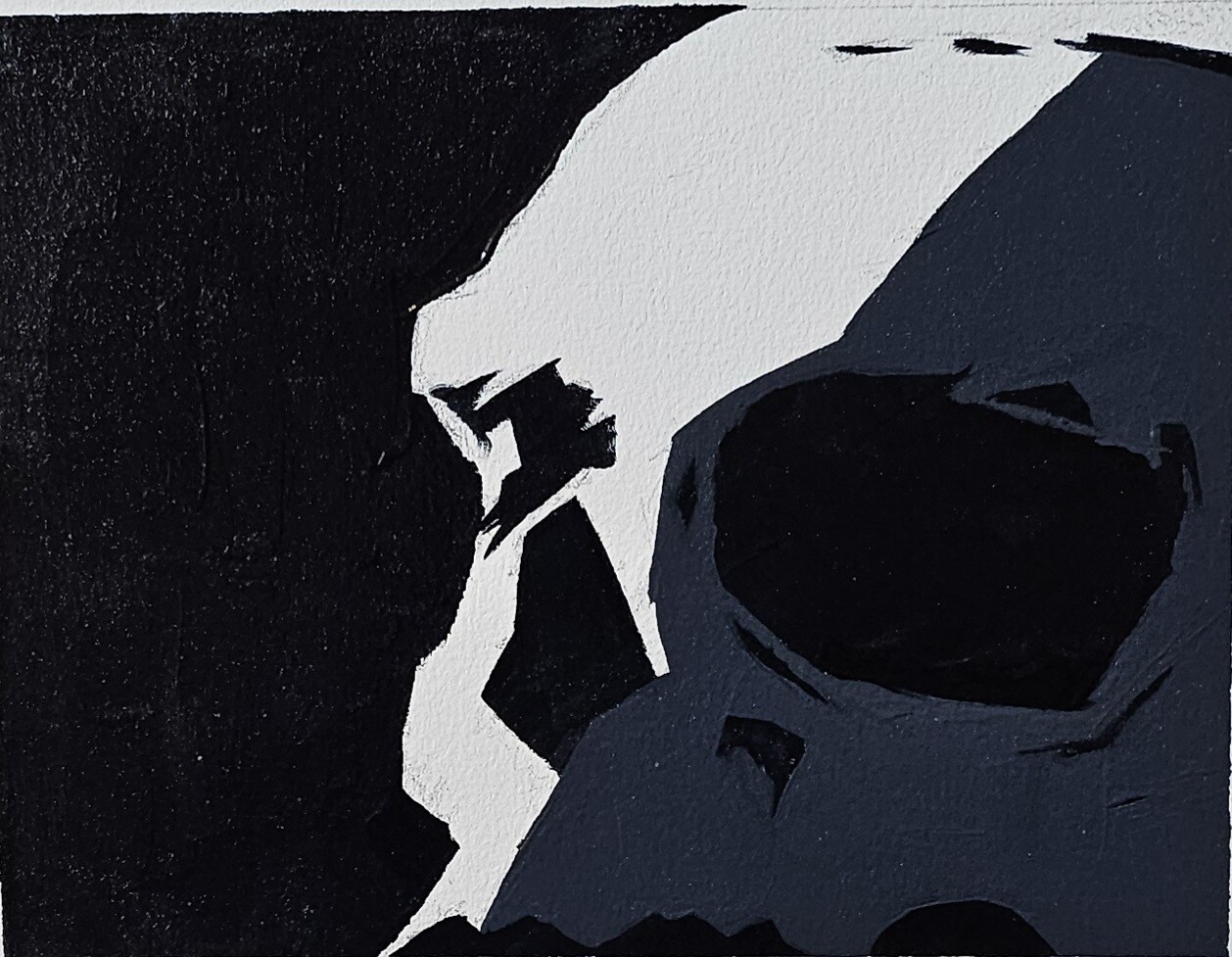 Abstract study, skull, oil on canvas