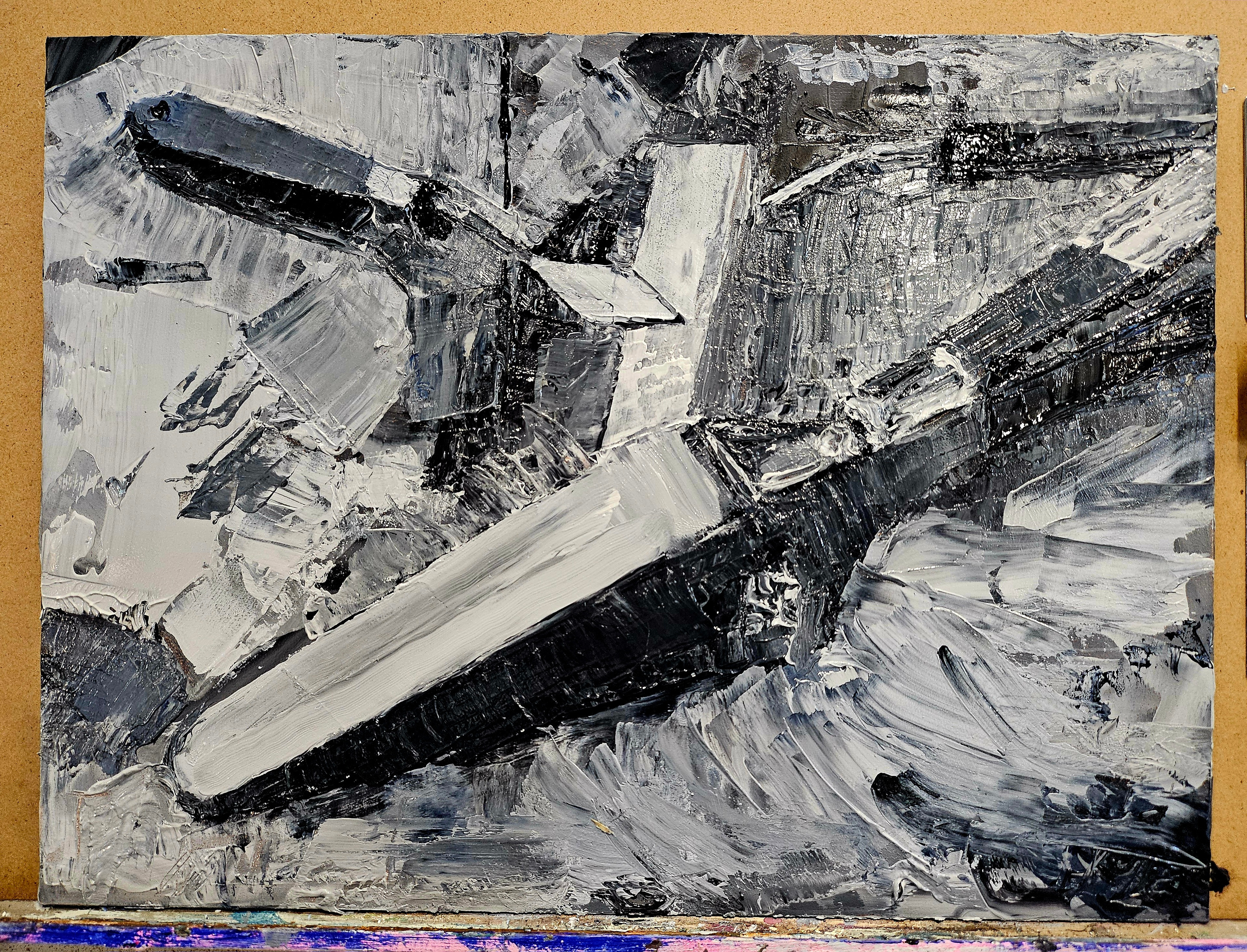 Palette knives, oil on panel