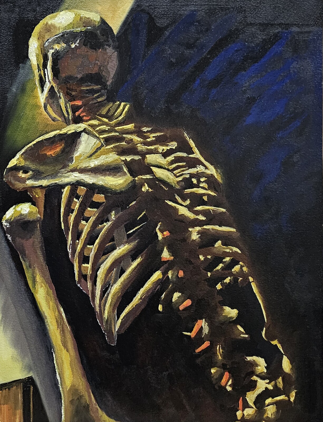 Skeletal study, oil on canvas