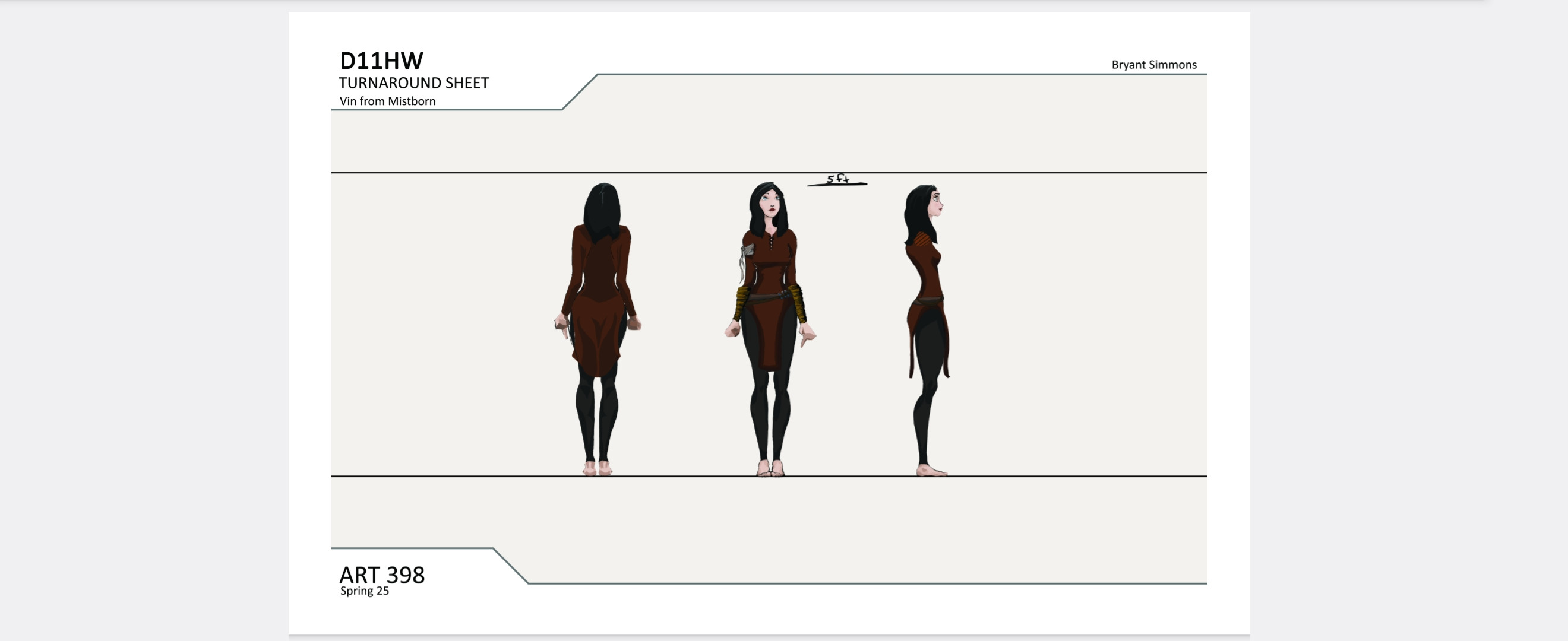 Character turnaround sheet, vin from mistborn, photoshop