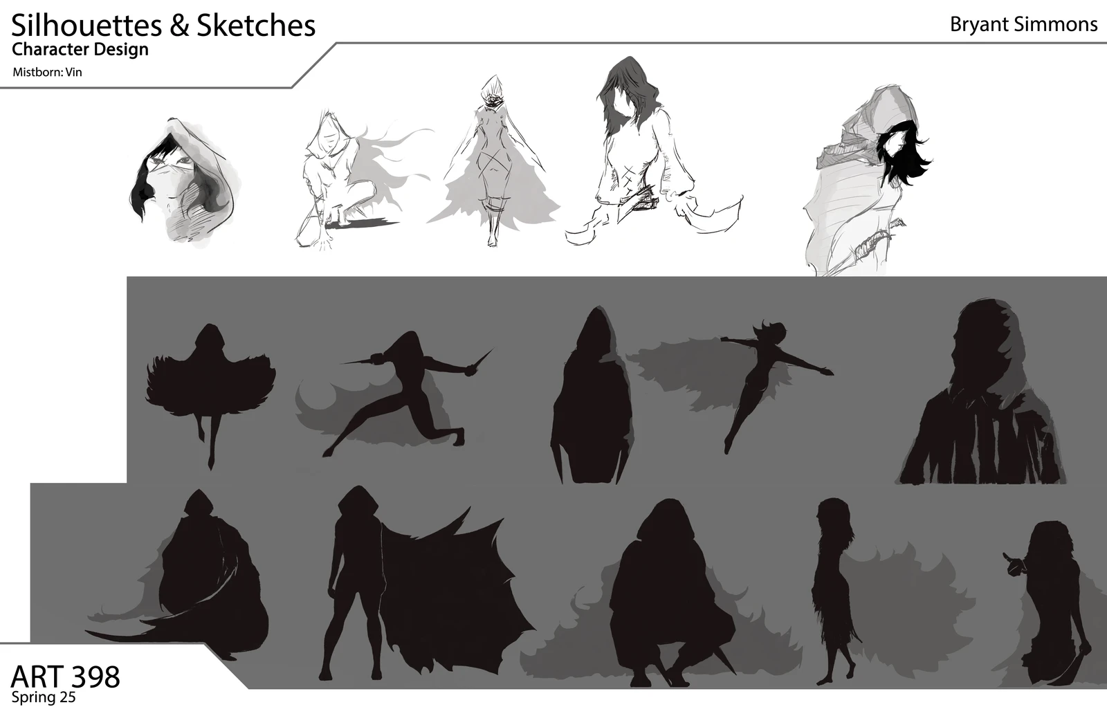 Silhouettes &amp; sketches, vin from mistborn, photoshop