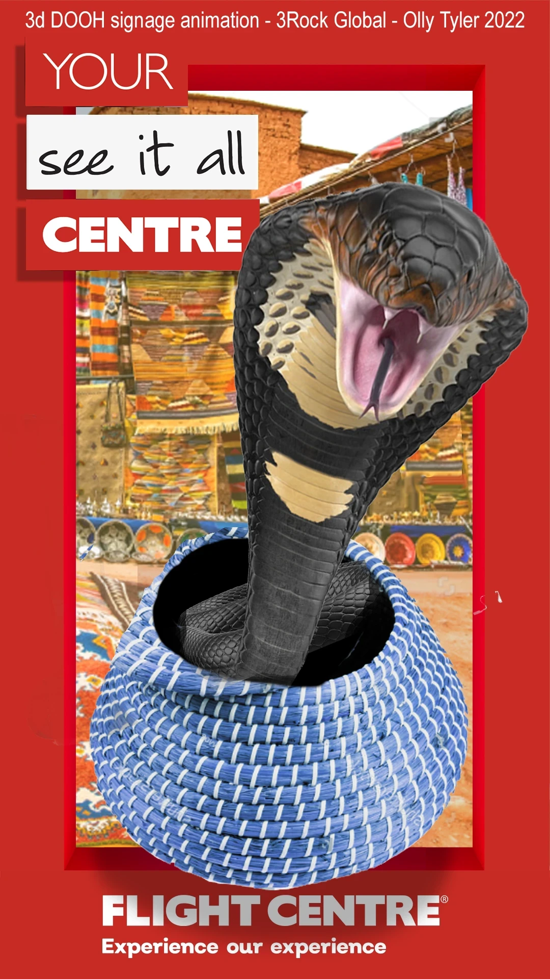 3d snake and basket - model and animation for FC digital signage OOH