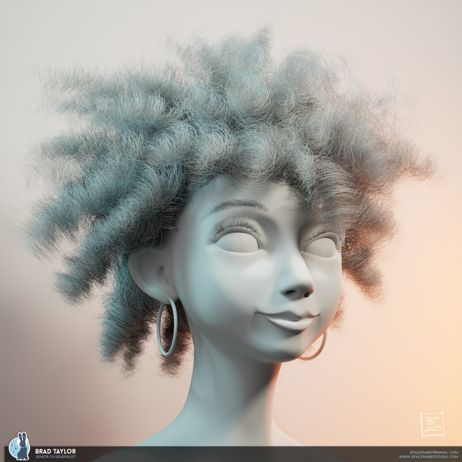 Stylized female head, lighting pass