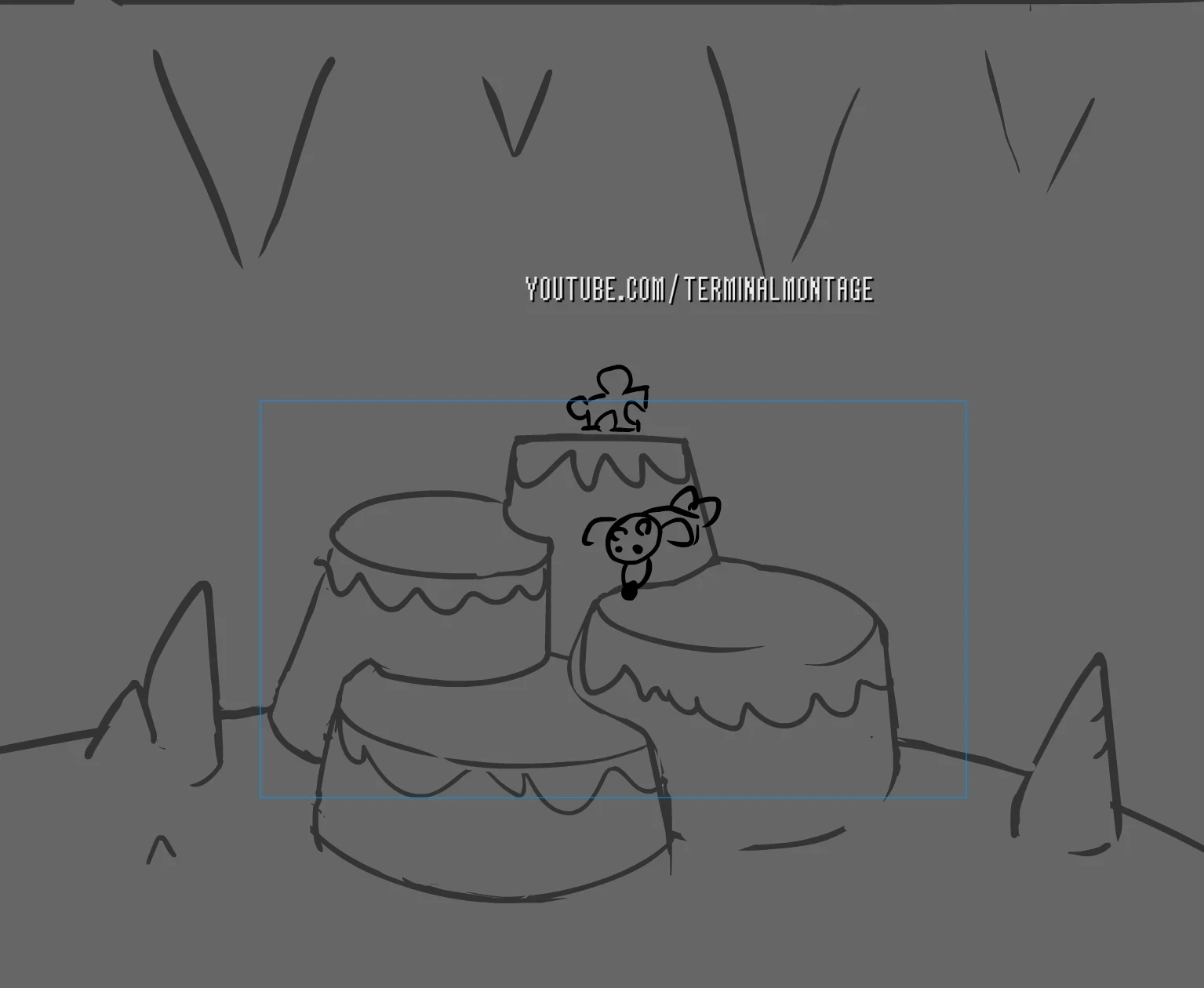 A frame from my Animatic for Something About Banjo-Kazooie where Banjo does flips up the platforms to get a Jiggy.