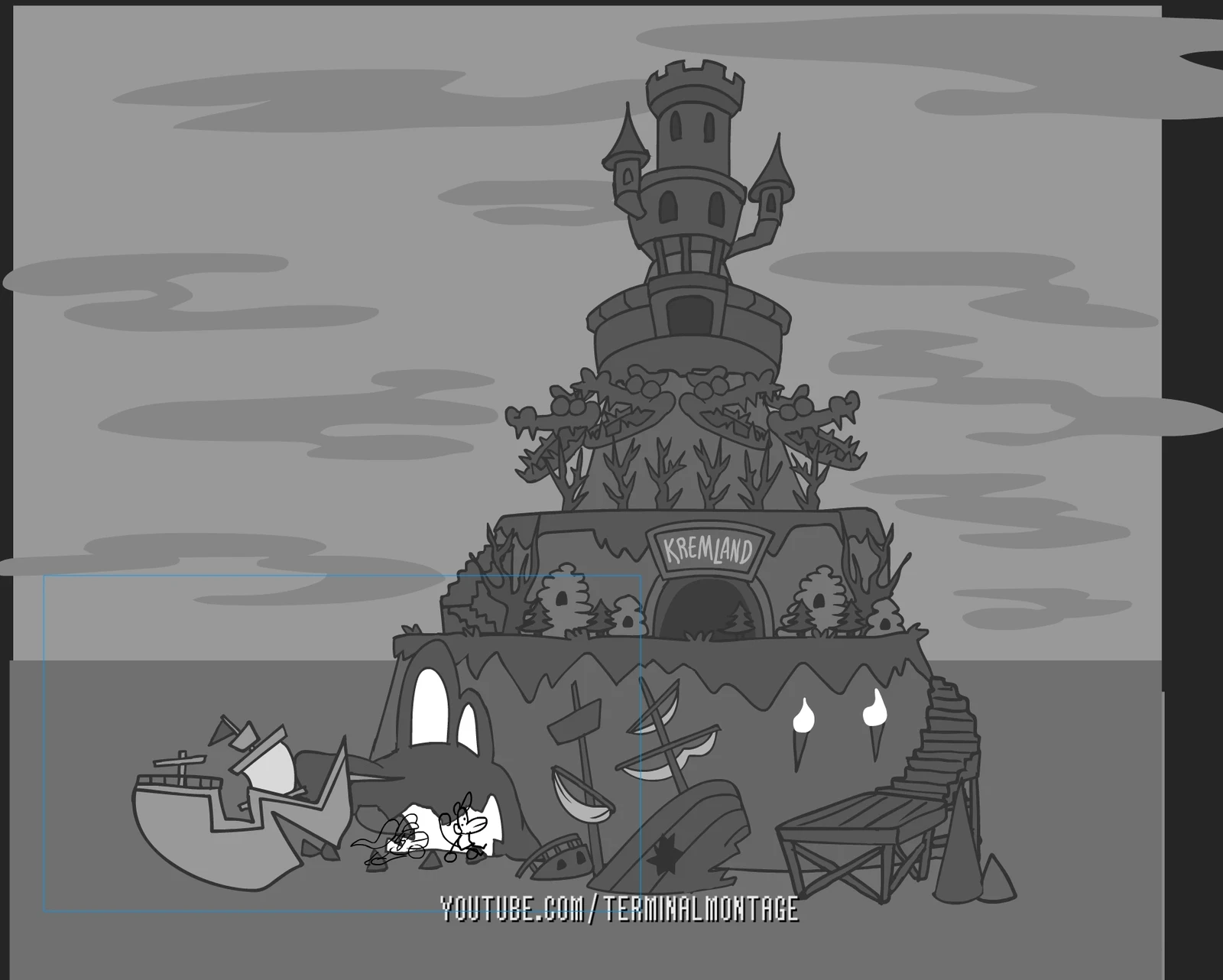 Sometimes I go overboard and draw completed assets. (The island just needs to be colored!)