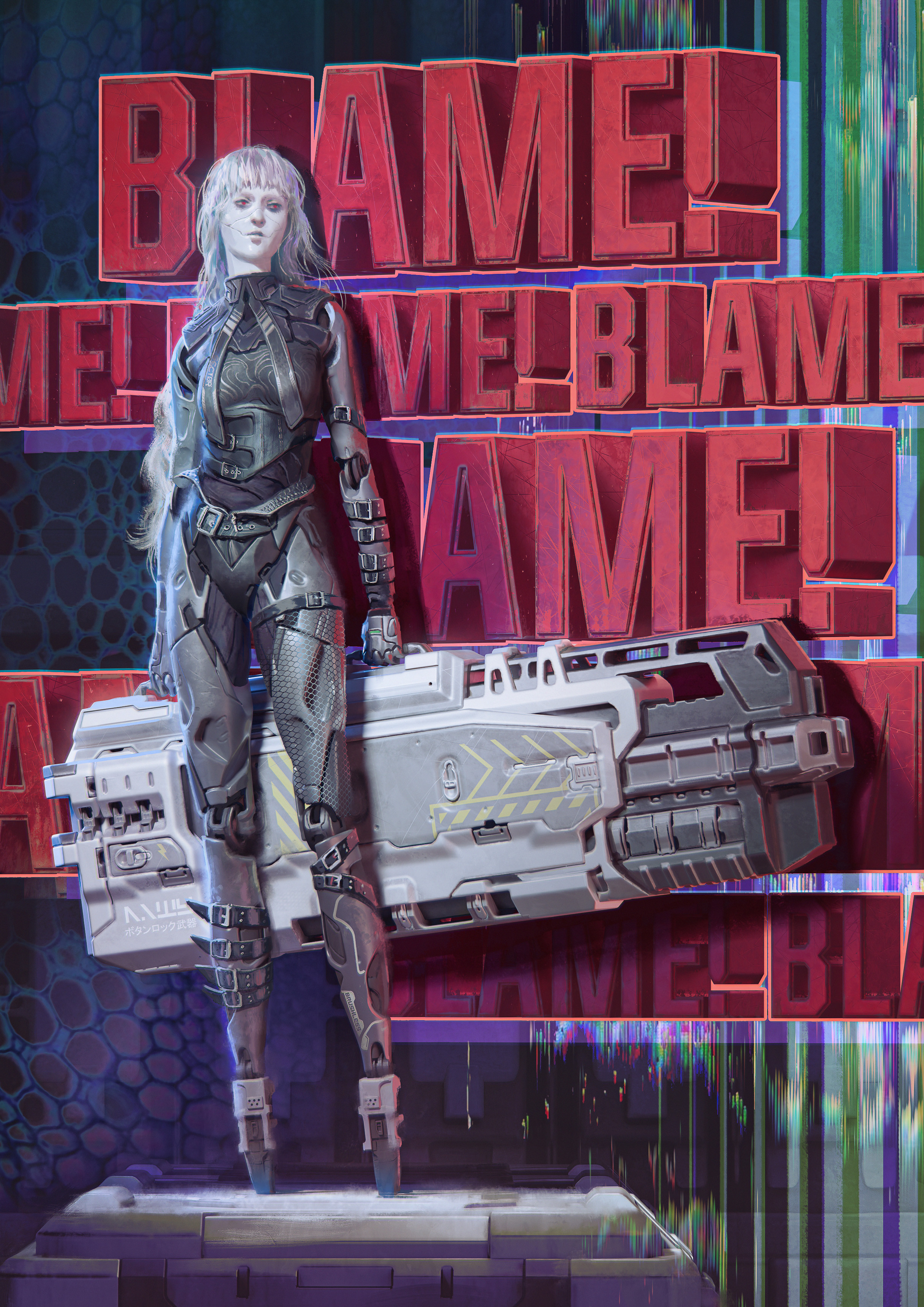 If Blame had colors, I always envisioned it being less of the typical sci-fi bleak palette and more of a psychedelic retro world where organic and synthetic elements clash. 