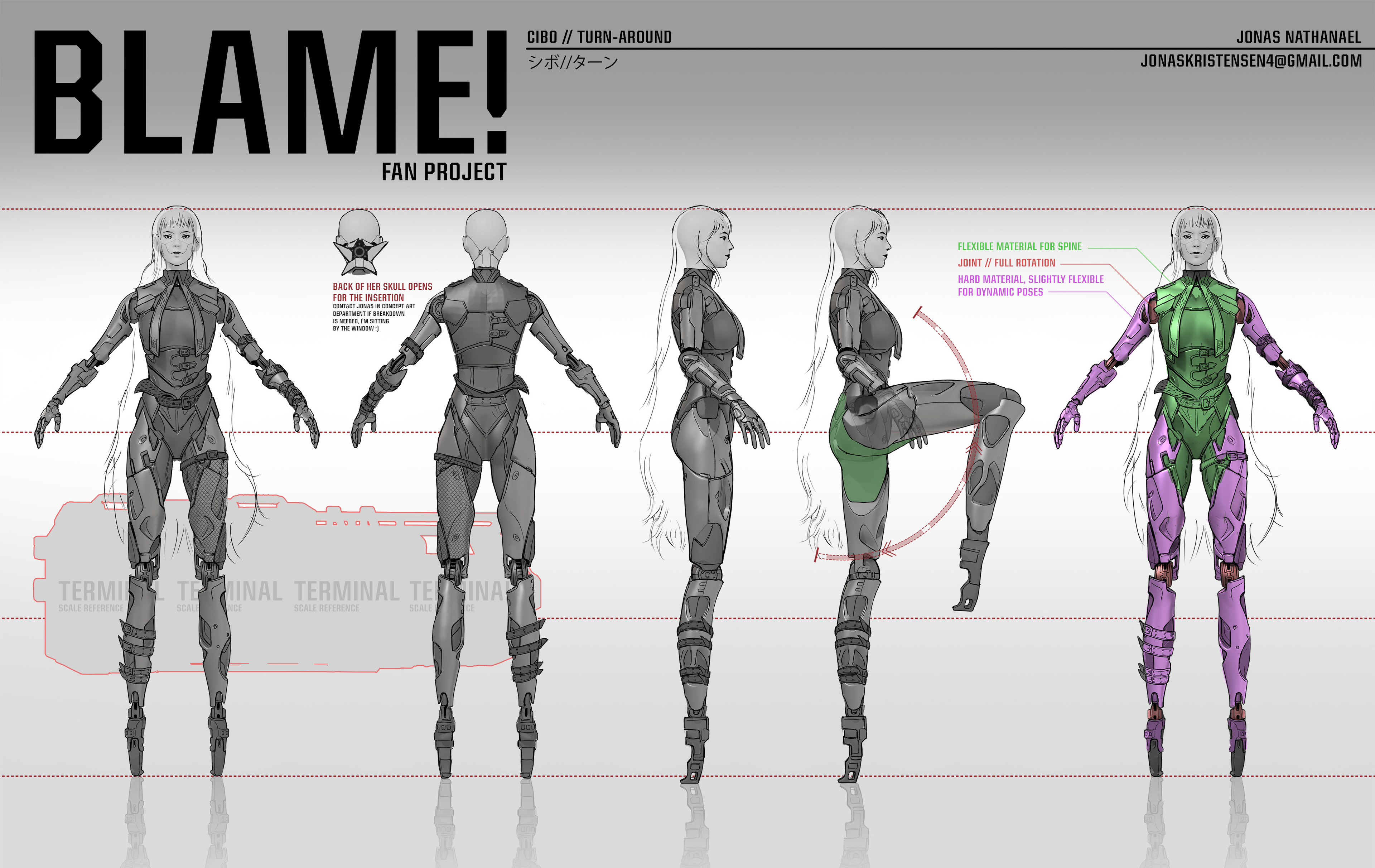 
The main goal for this project was to pretend I was in a real production pipeline, keeping the design sheets as clear and concise for the modelers, texture artists, rigging artists, heck even storyboard artists with the action poses.