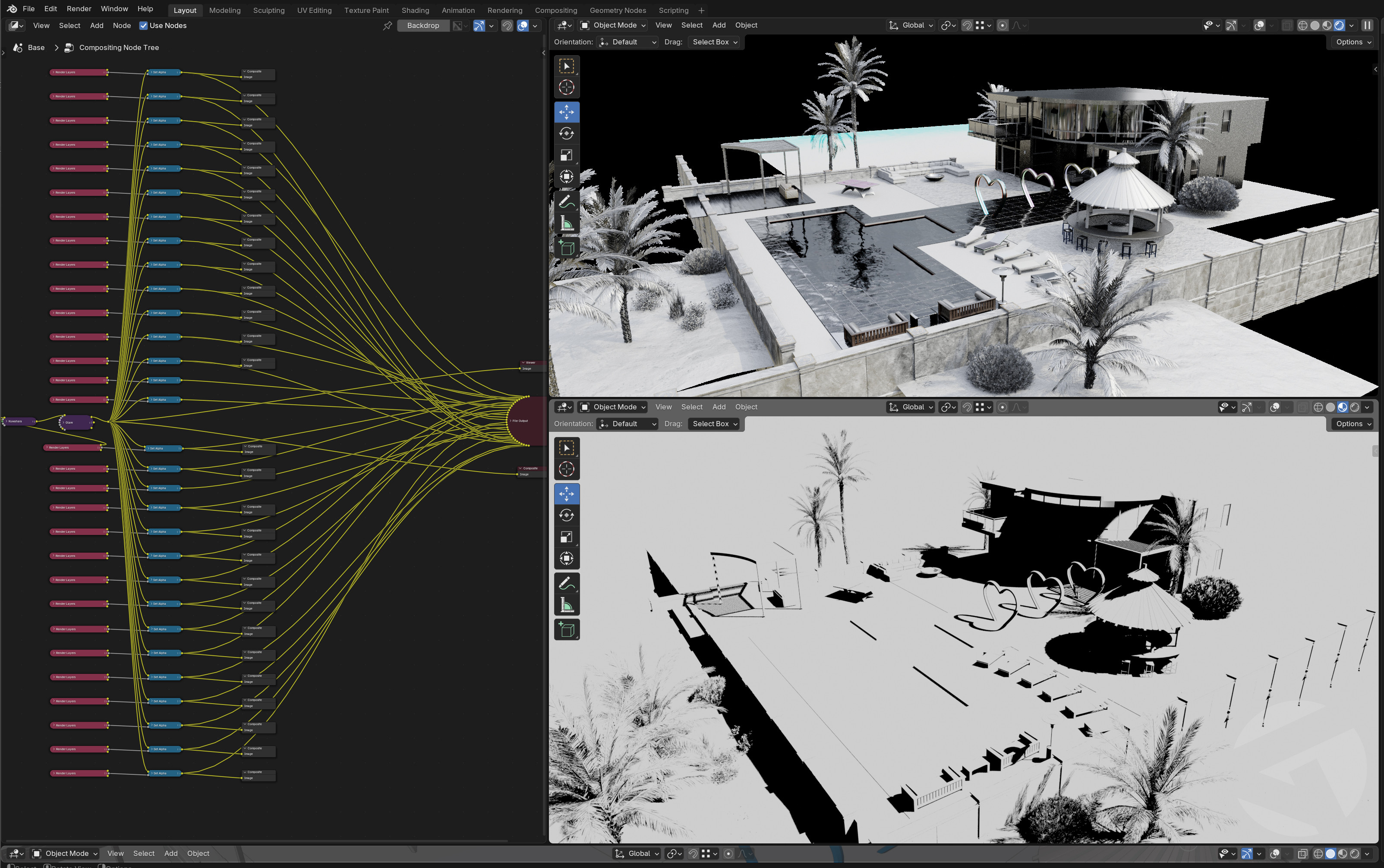 Left side: Compositor nodes: re-cycling method.
Right side: Debugging passes