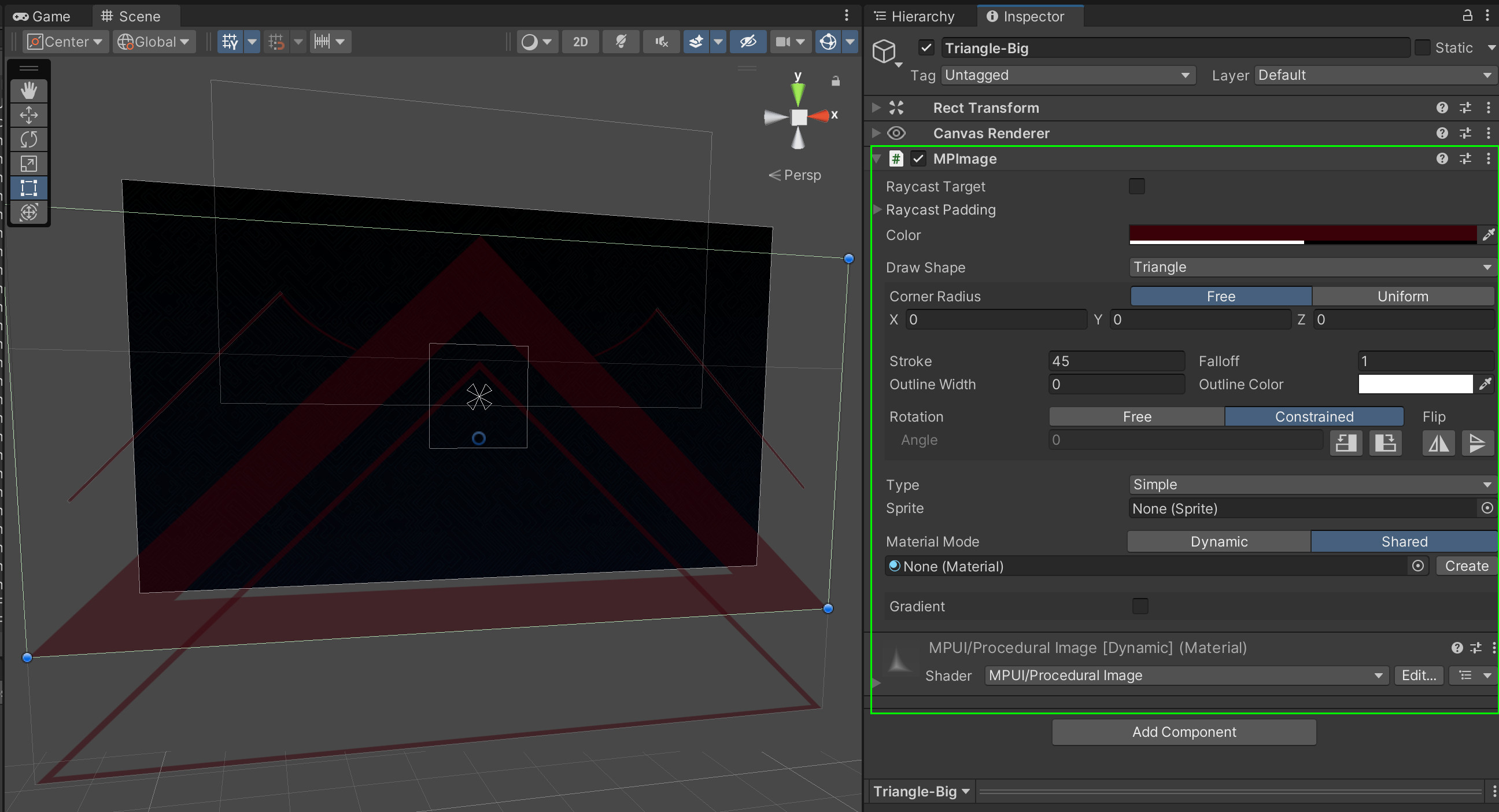 Unity package Modern Procedural UI Kit, uses a SDF shader to keep resolution sharp without the need for large textures,