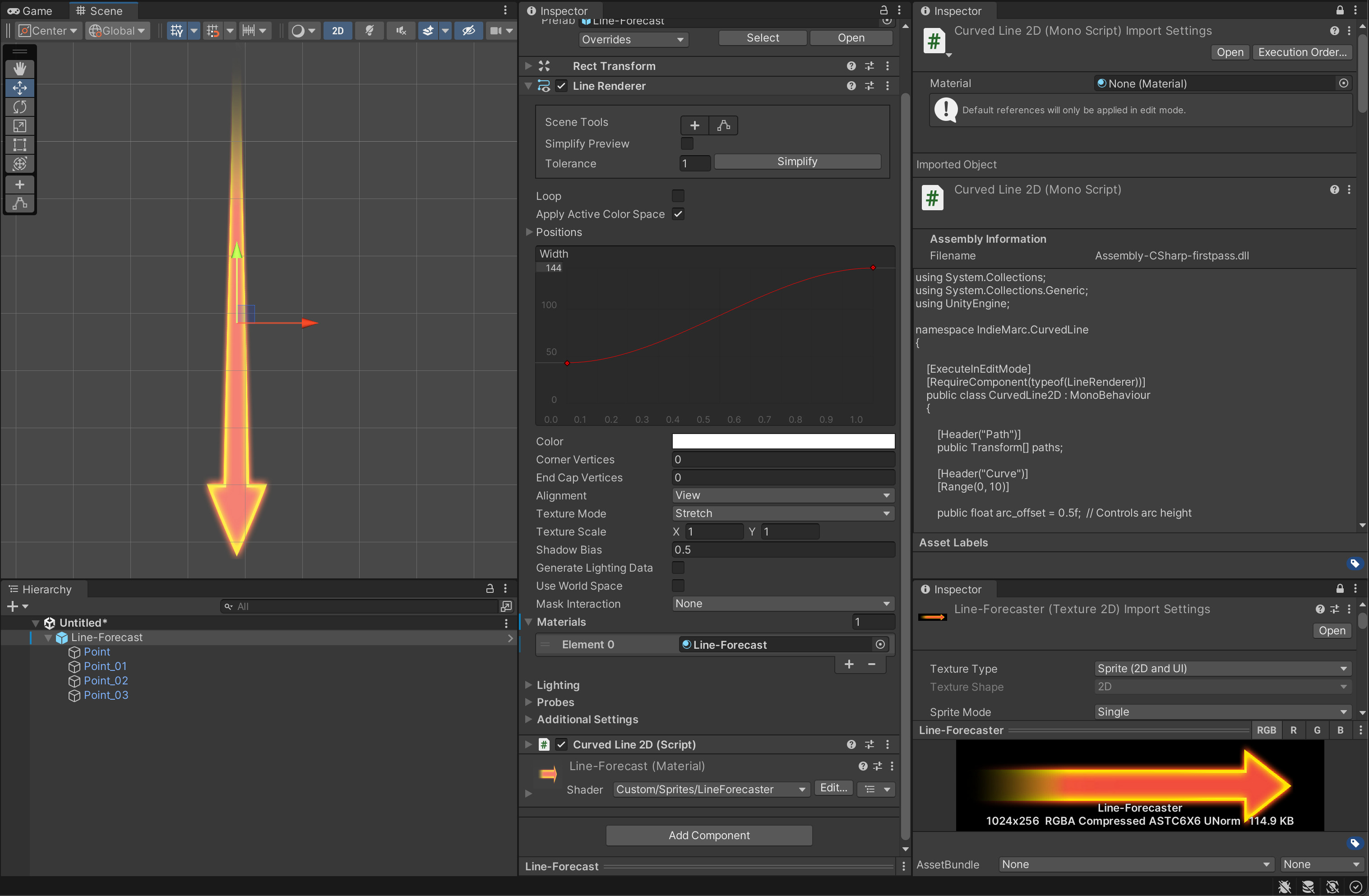 Flexible line renderer for drawing curved arcs between any two points.