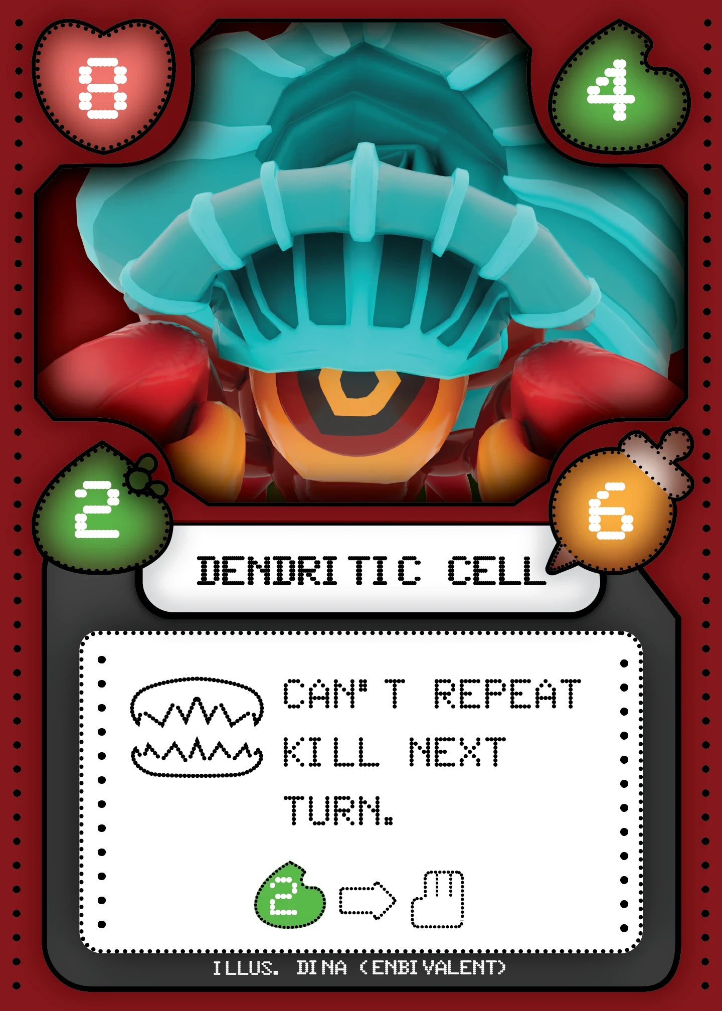 Preliminary card design for Troopetri, an immune system card game