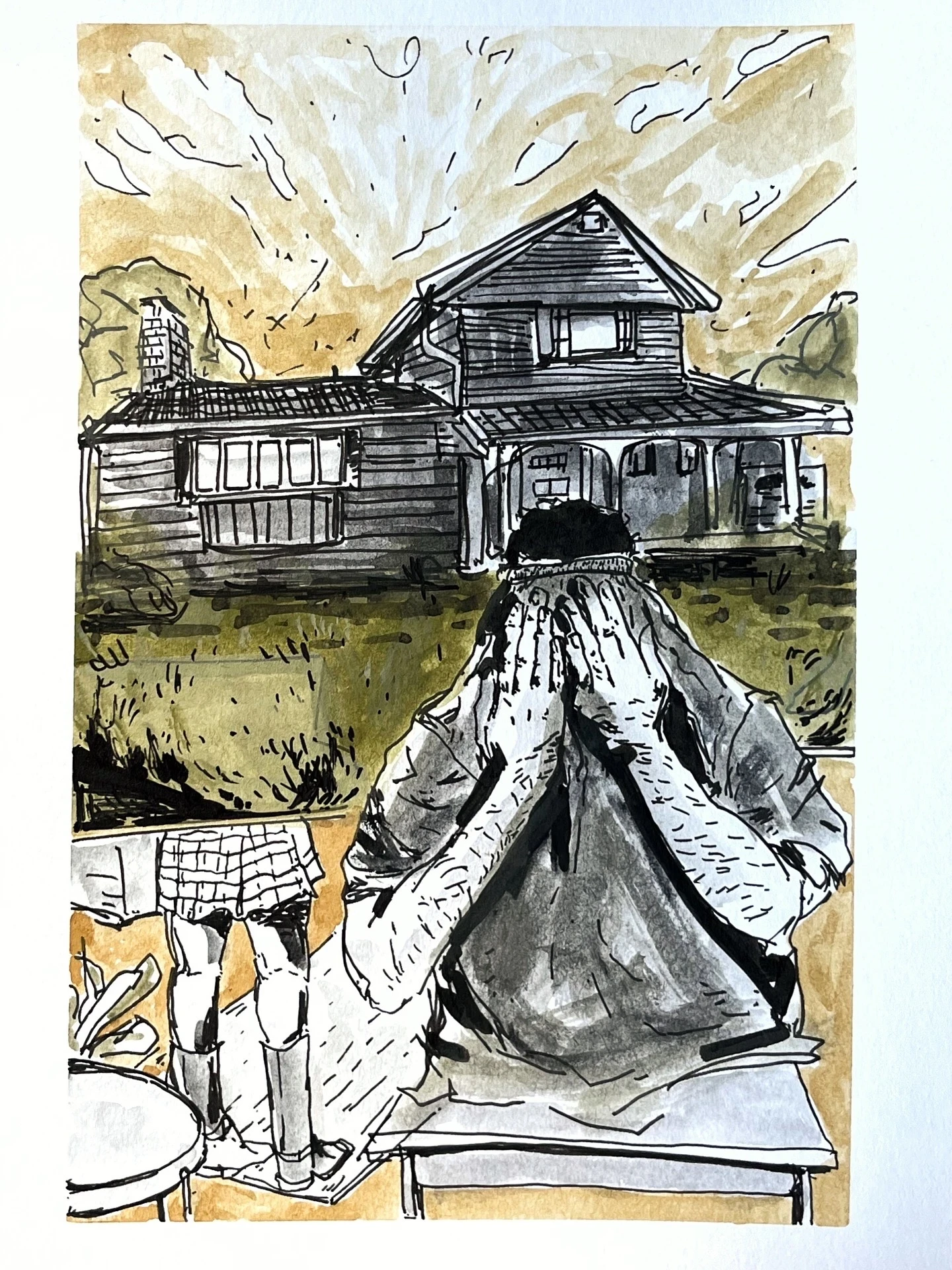 Untitled- 25x18 cm- Ink &amp; Water color on paper, 2025