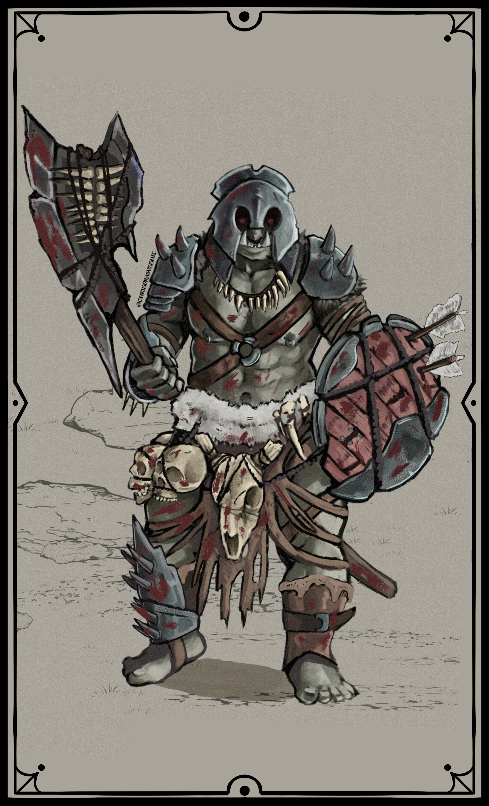 Barbarian orc DND card