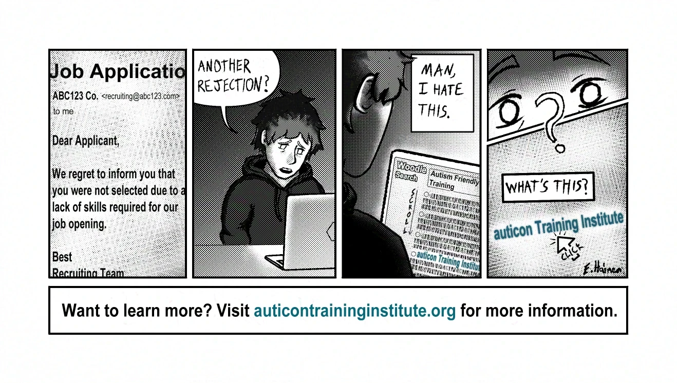 Marketing comic for the auticon Training Institute.