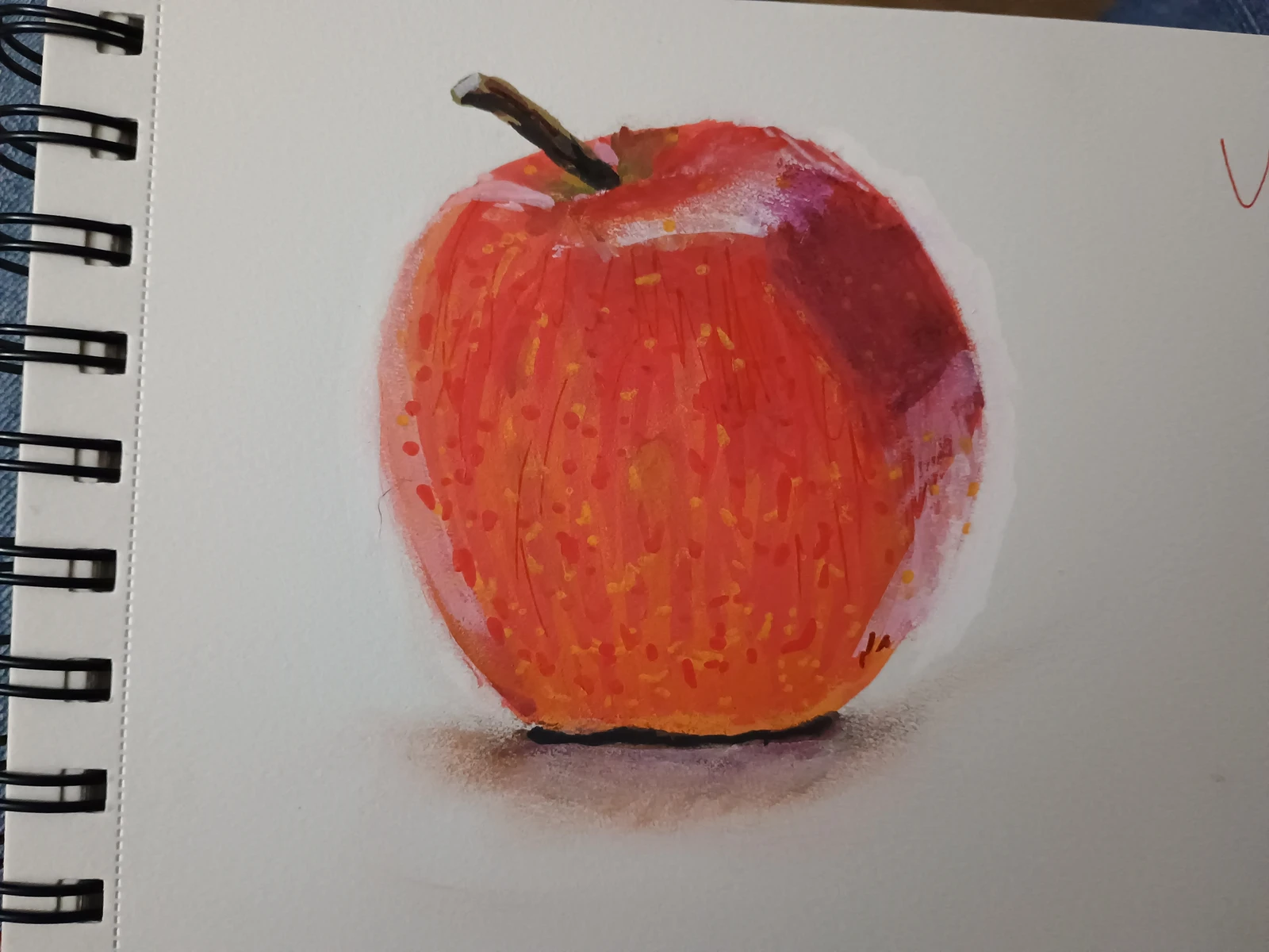 Study of an apple using acrylic paint markers.