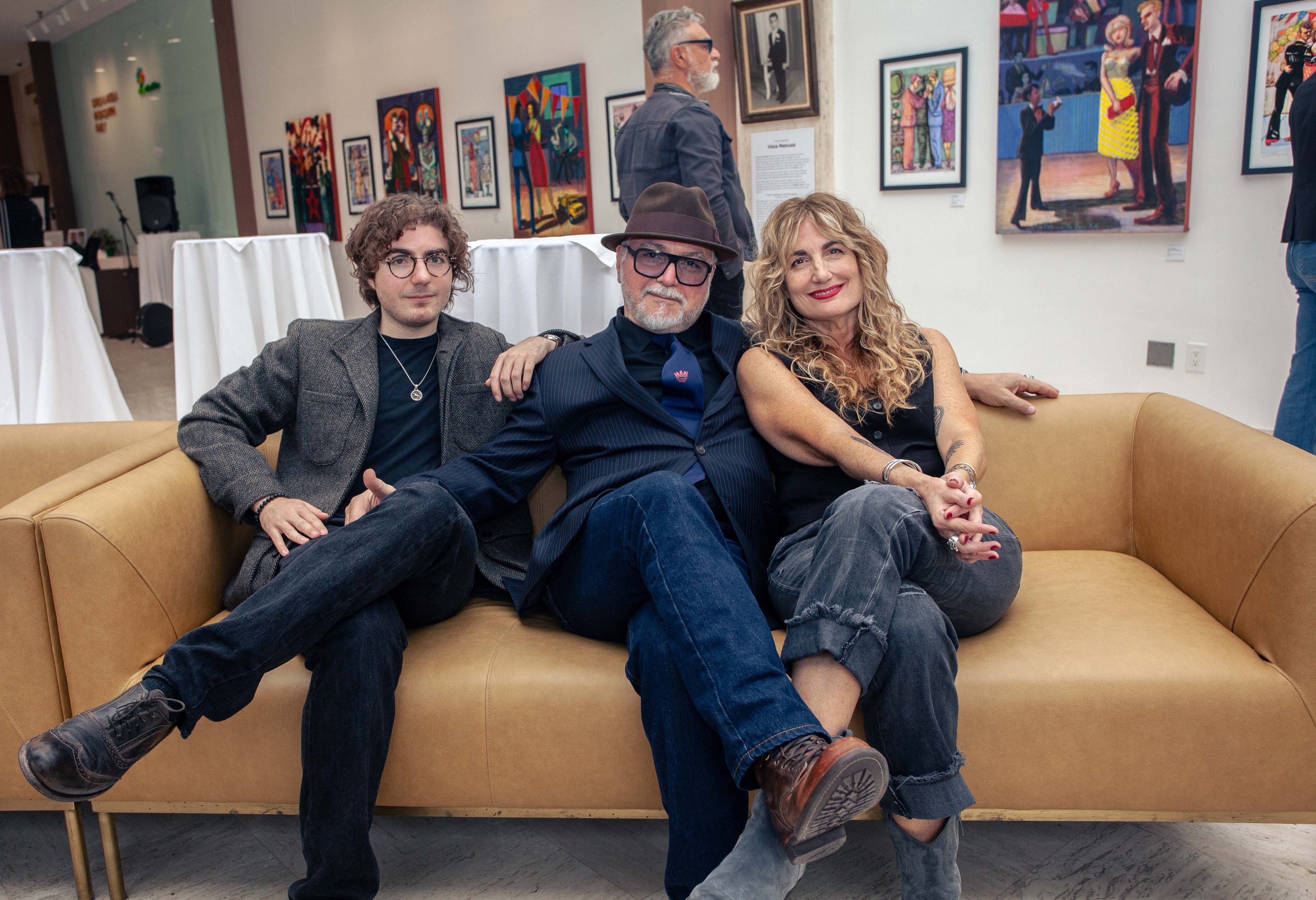 From Left to right, Youngest son Max Mancuso, Artist Vince Mancuso and Artist Jennifer Herbert. Photos by Obi Ogbonna