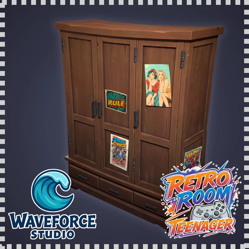 Retro Wood Wardrobe