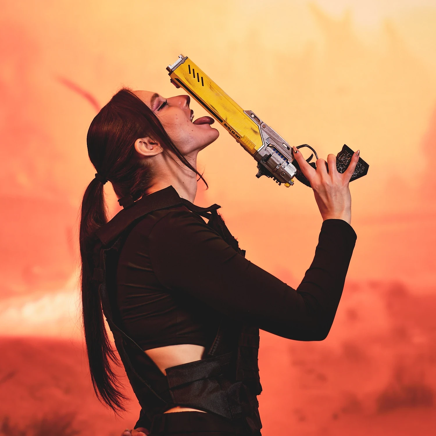 Helldivers cosplay with LAS-58 Talon prop replica by Blasters4Masters