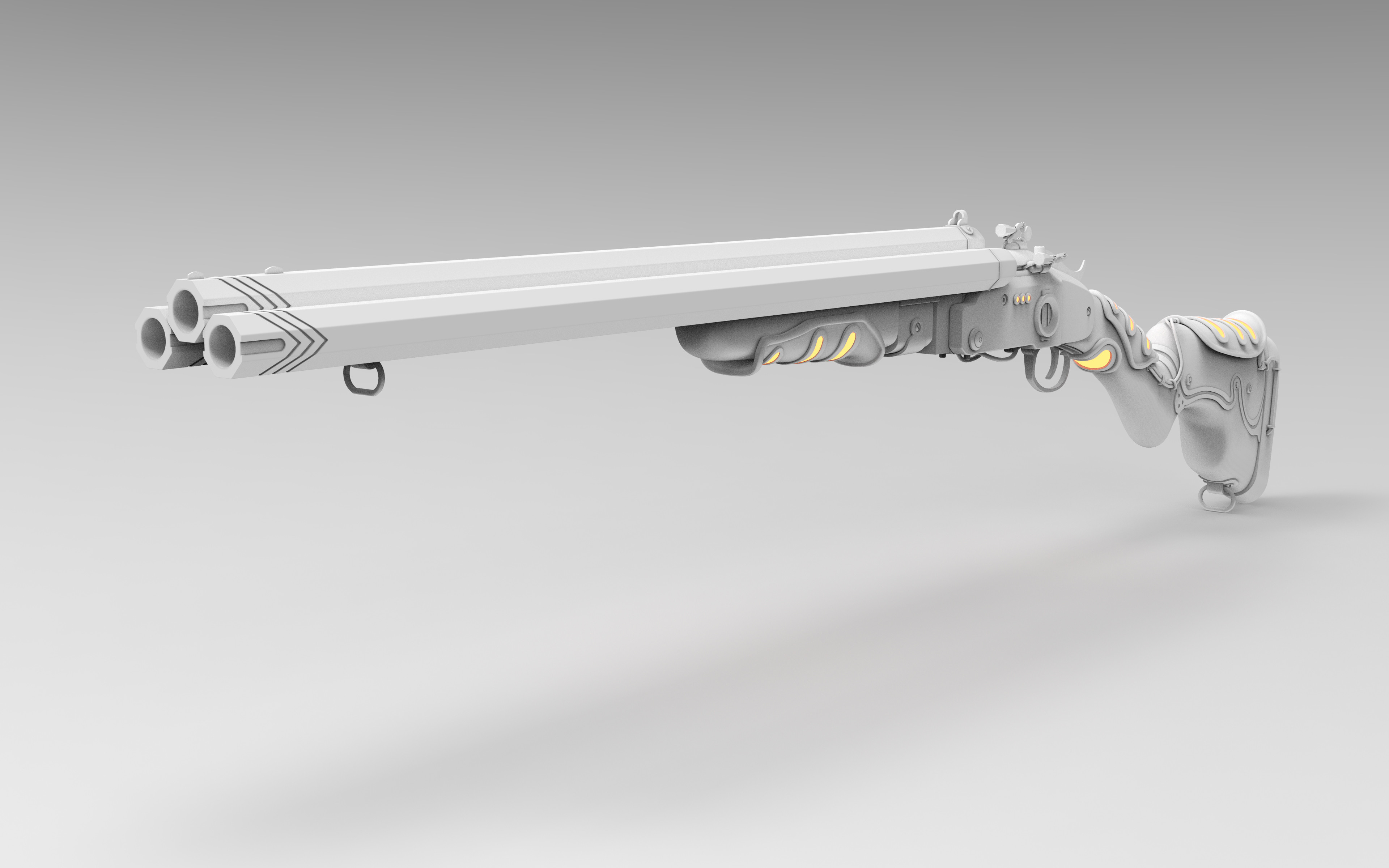 Triple Barrel Shotgun High Poly Front Left

