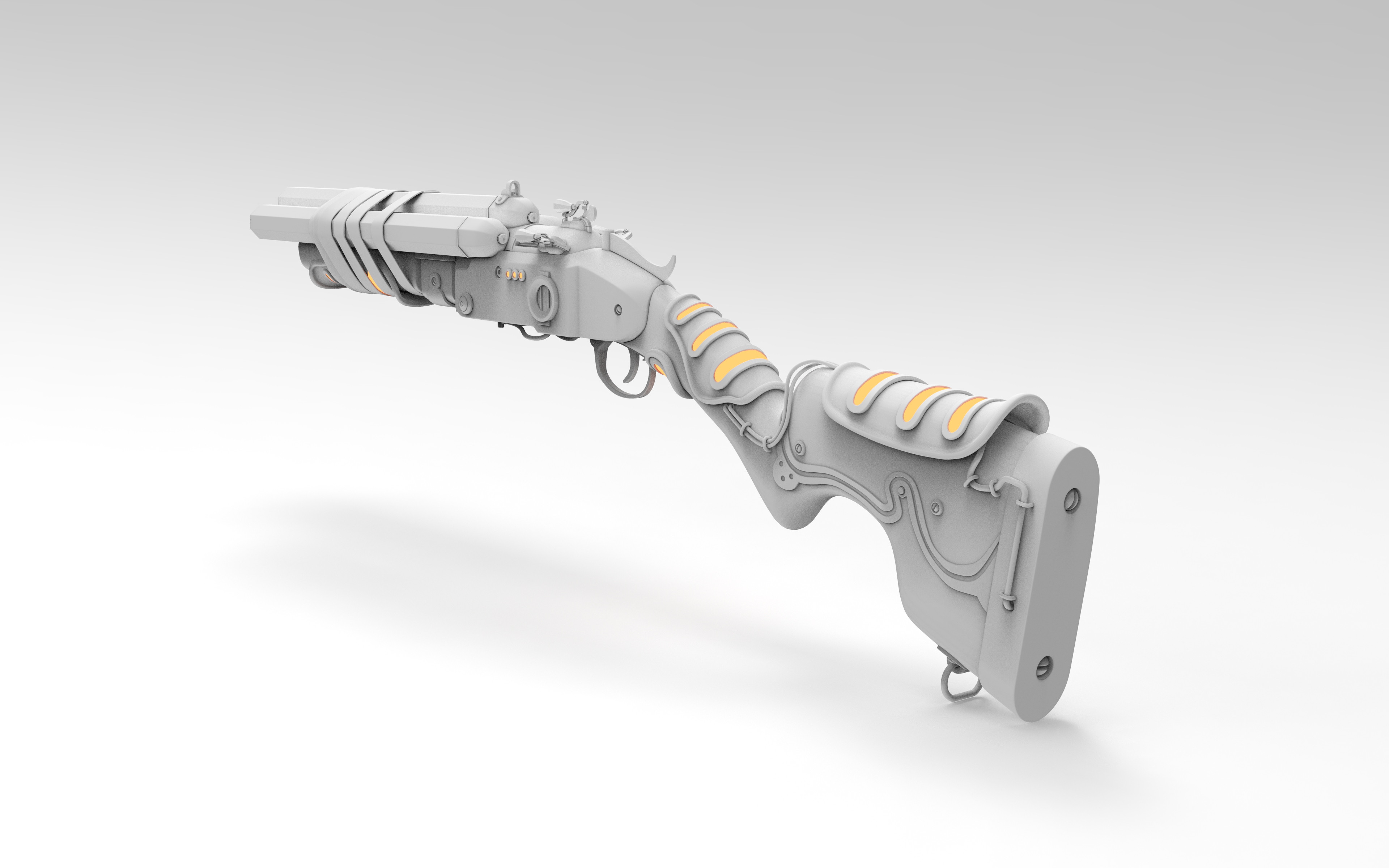 Triple Barrel Shotgun Sawed-Off Mod High Poly Rear Left