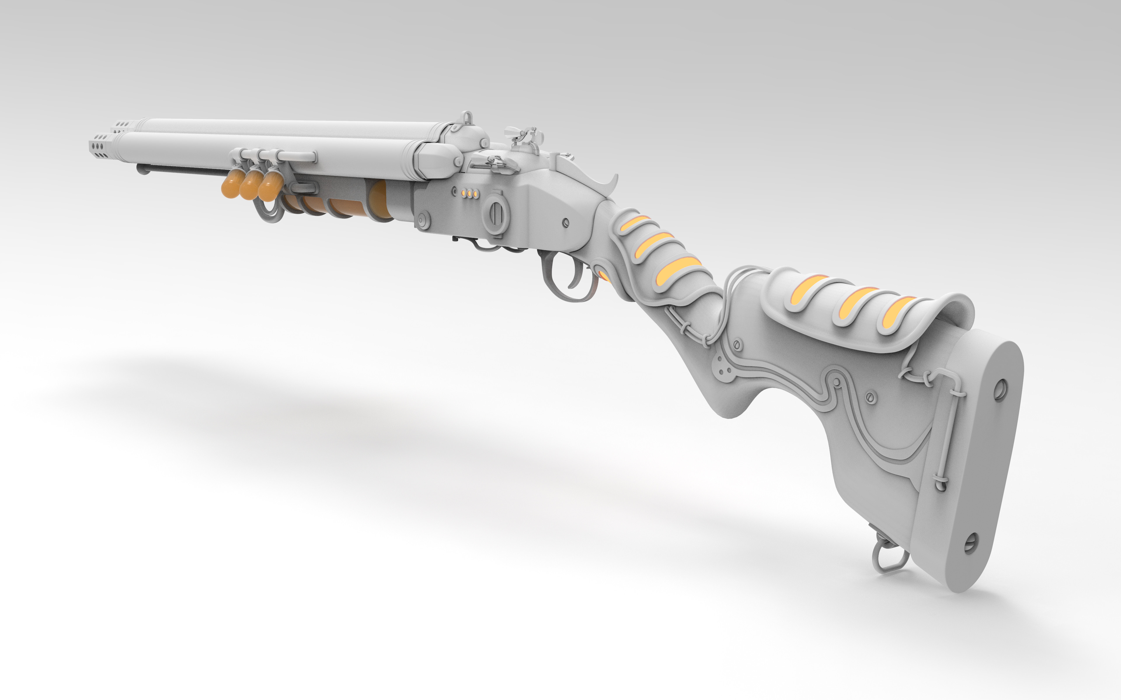 Triple Barrel Shotgun Plasma Mod High Poly Rear Left