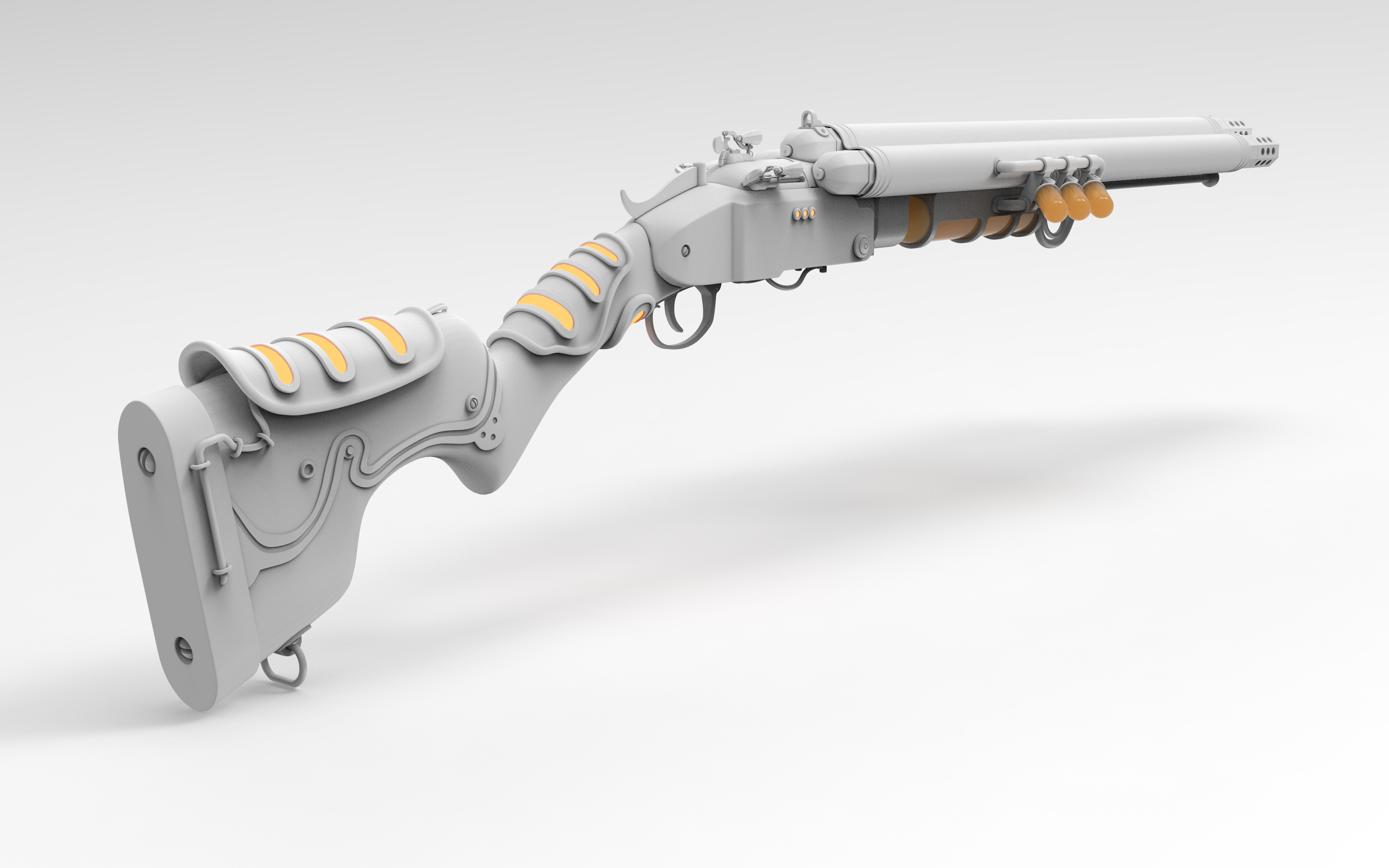 Triple Barrel Shotgun Plasma Mod High Poly Rear Right