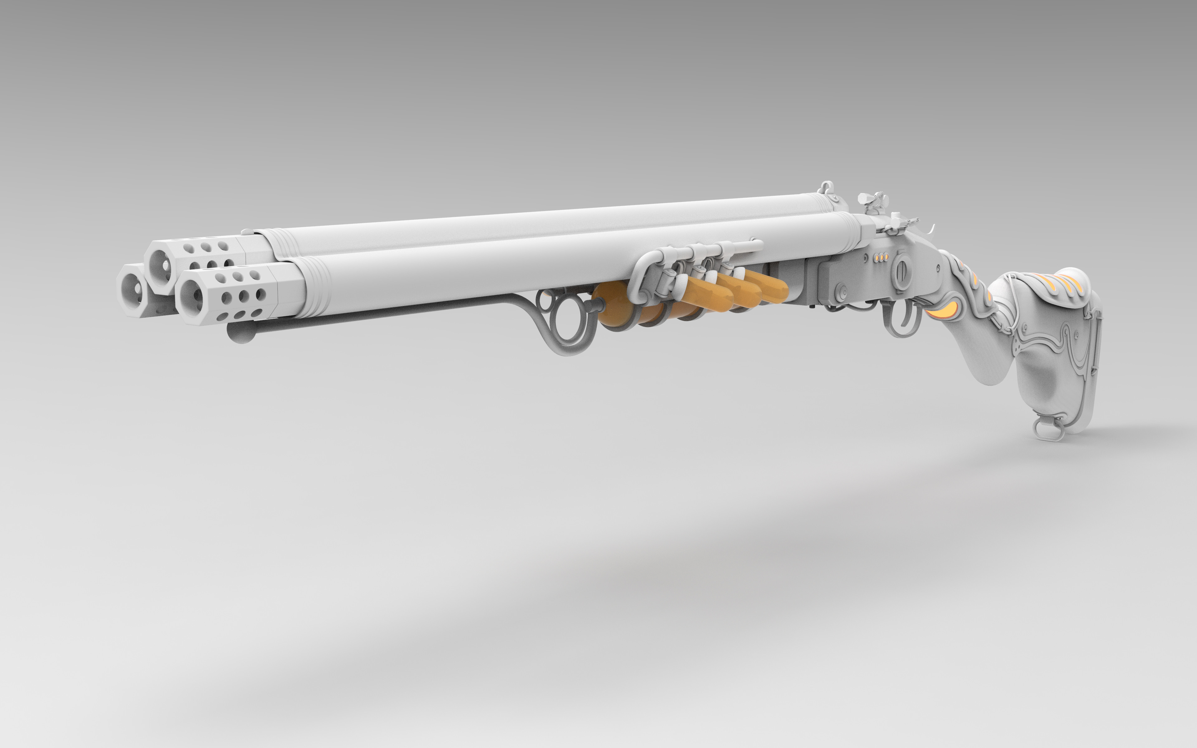 Triple Barrel Shotgun Plasma Mod High Poly Front Left