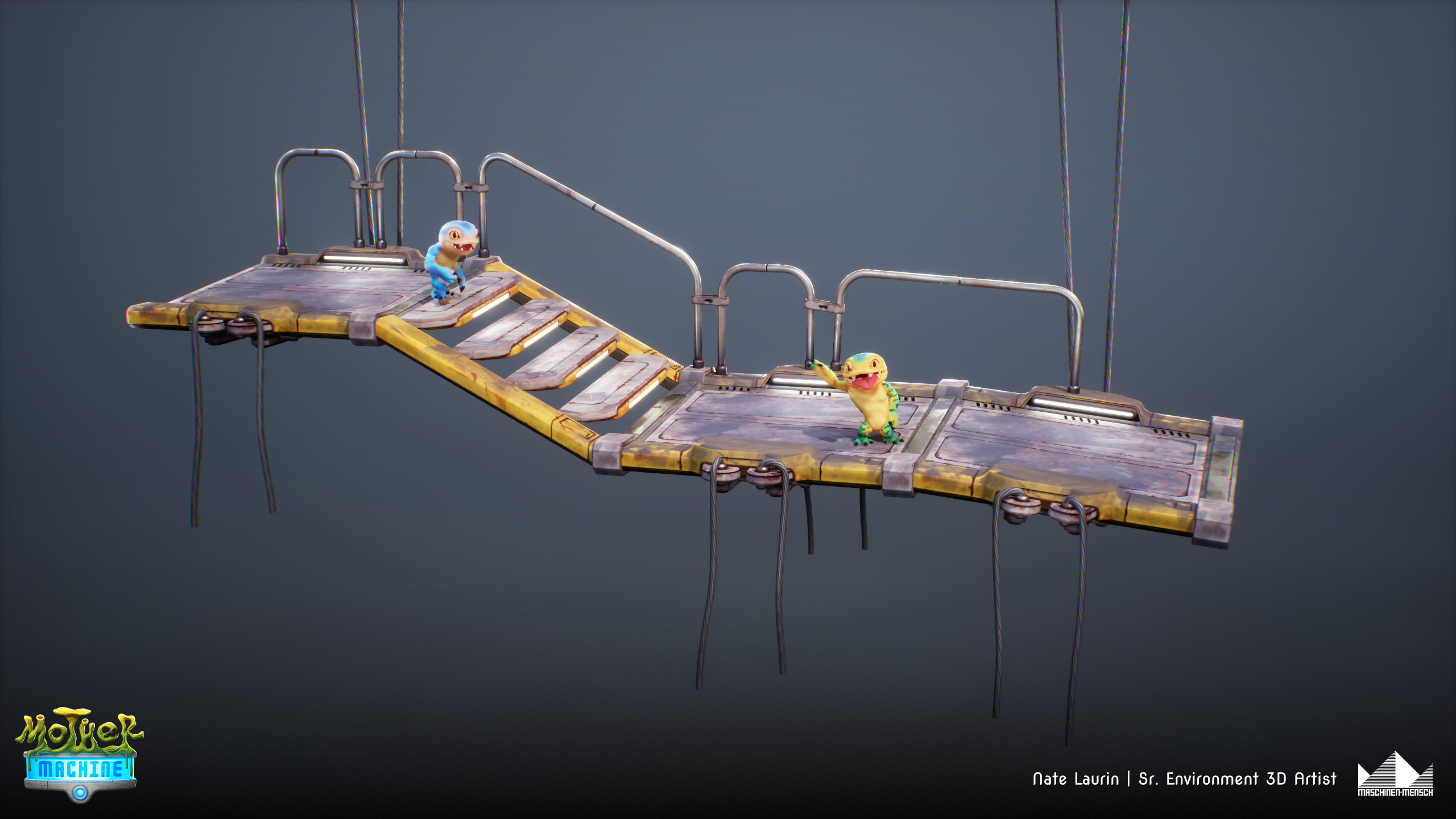 Some modular, free-hanging platforms. 