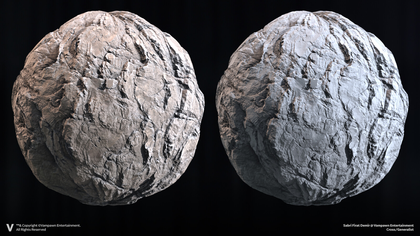 To better understand the Cliff material structure and observe the details more clearly, clay render and base render images are provided.