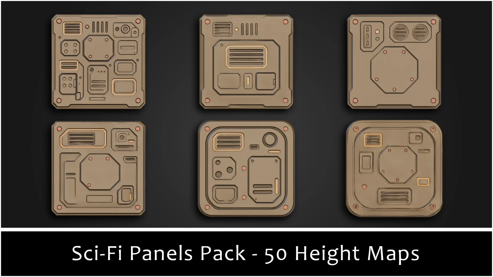  3Dt Sci-Fi Ornamental Pack – 50 Decals &amp; Stencils For Blender, Substance Painter &amp; Game Design