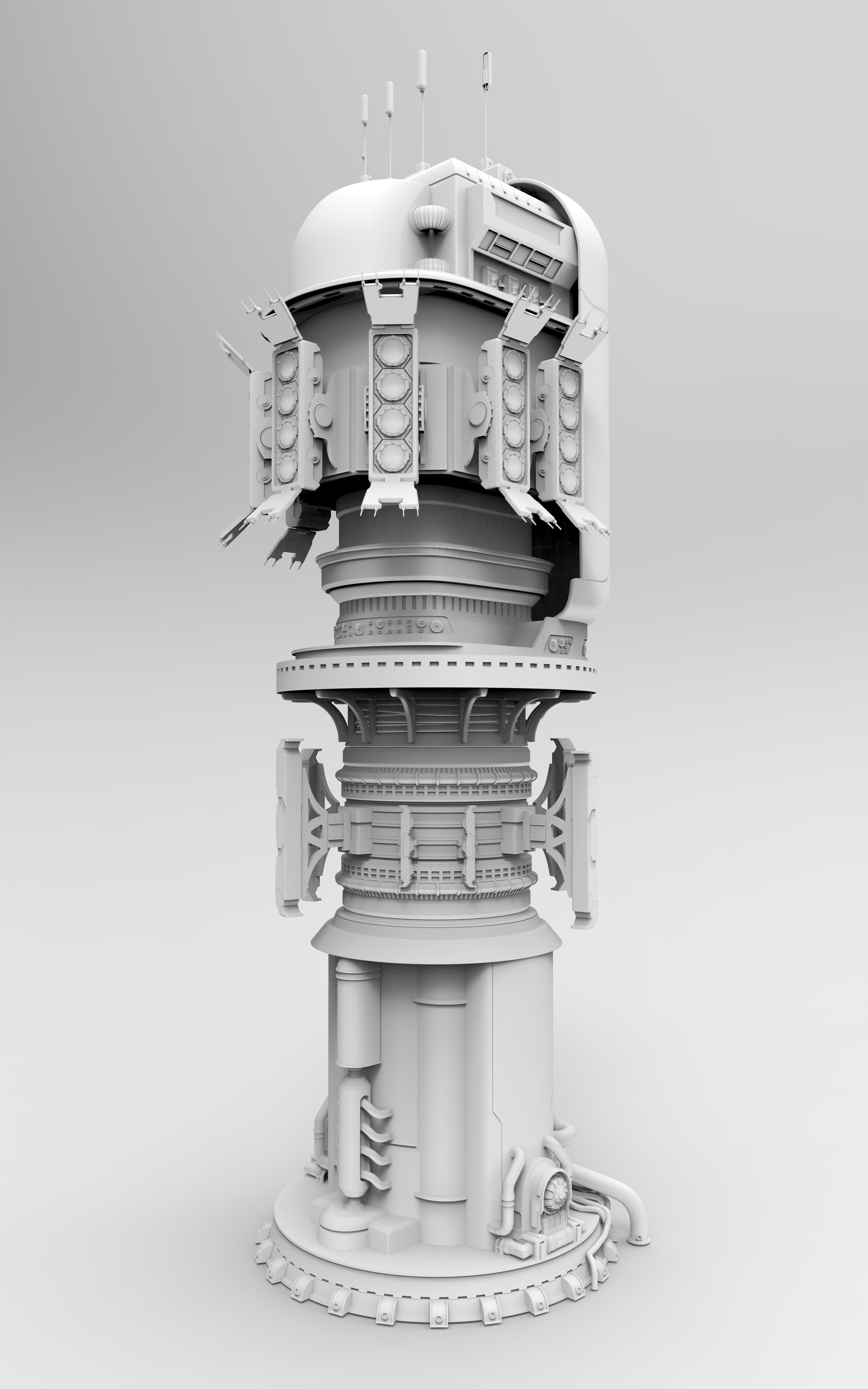 Communication Tower High Poly Front Left