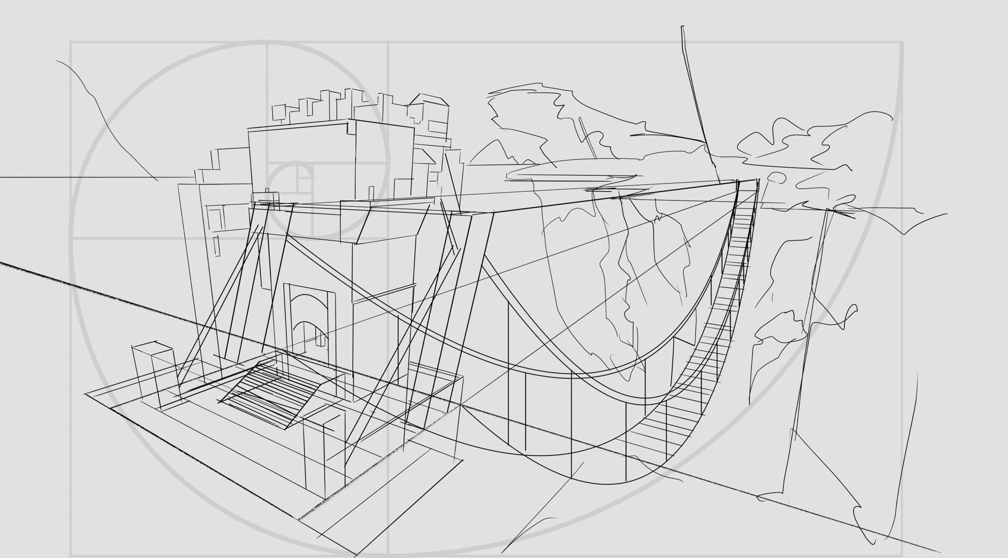 1.  Initial Idea thinking to do an animation of a character running over a bridge