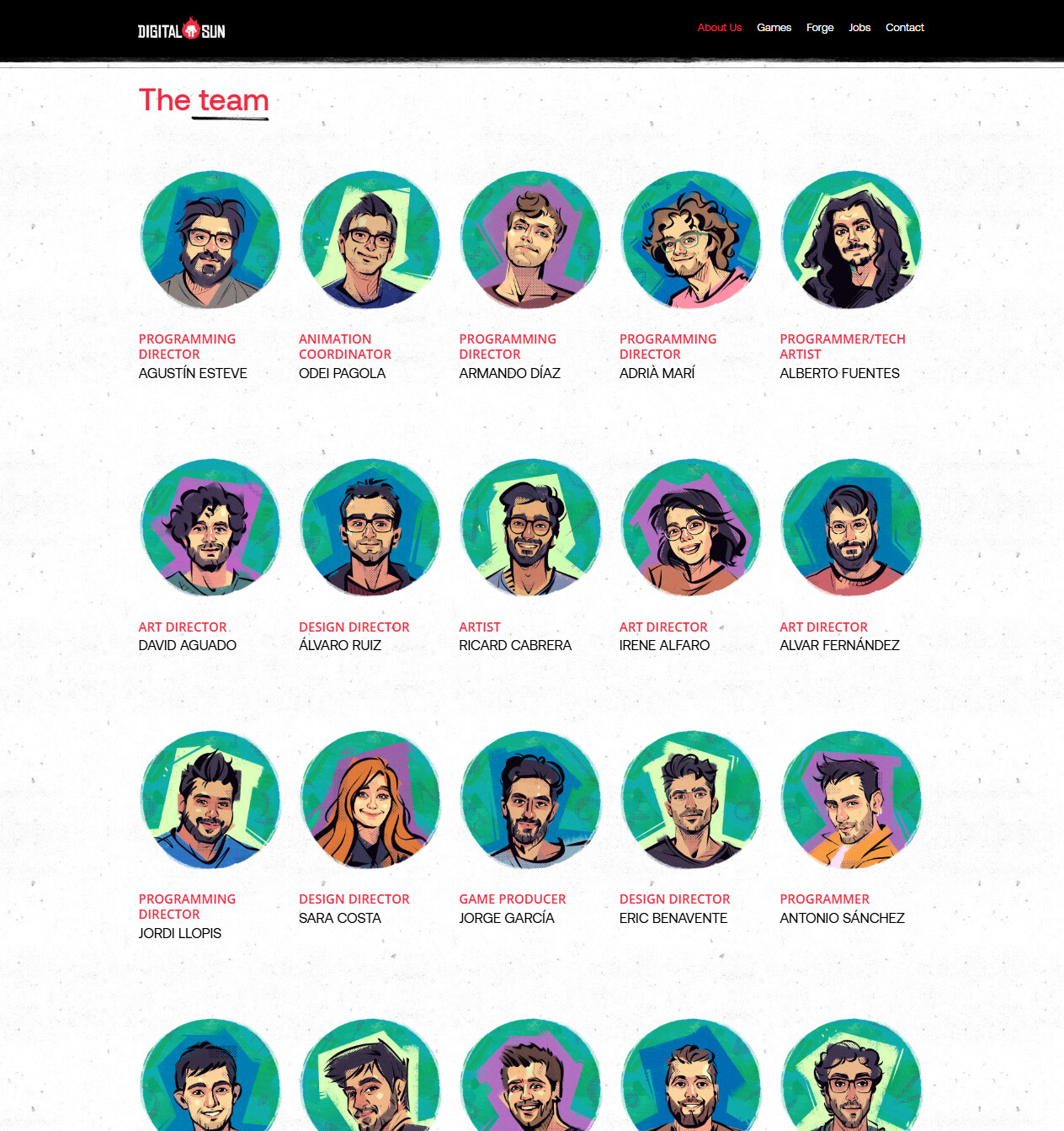 Website screenshot with final art