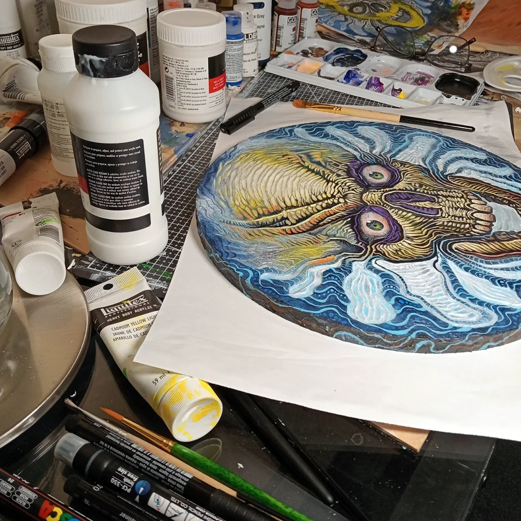 I used alot of different acrylic paints including posca paint pens which are my new favourite art thing