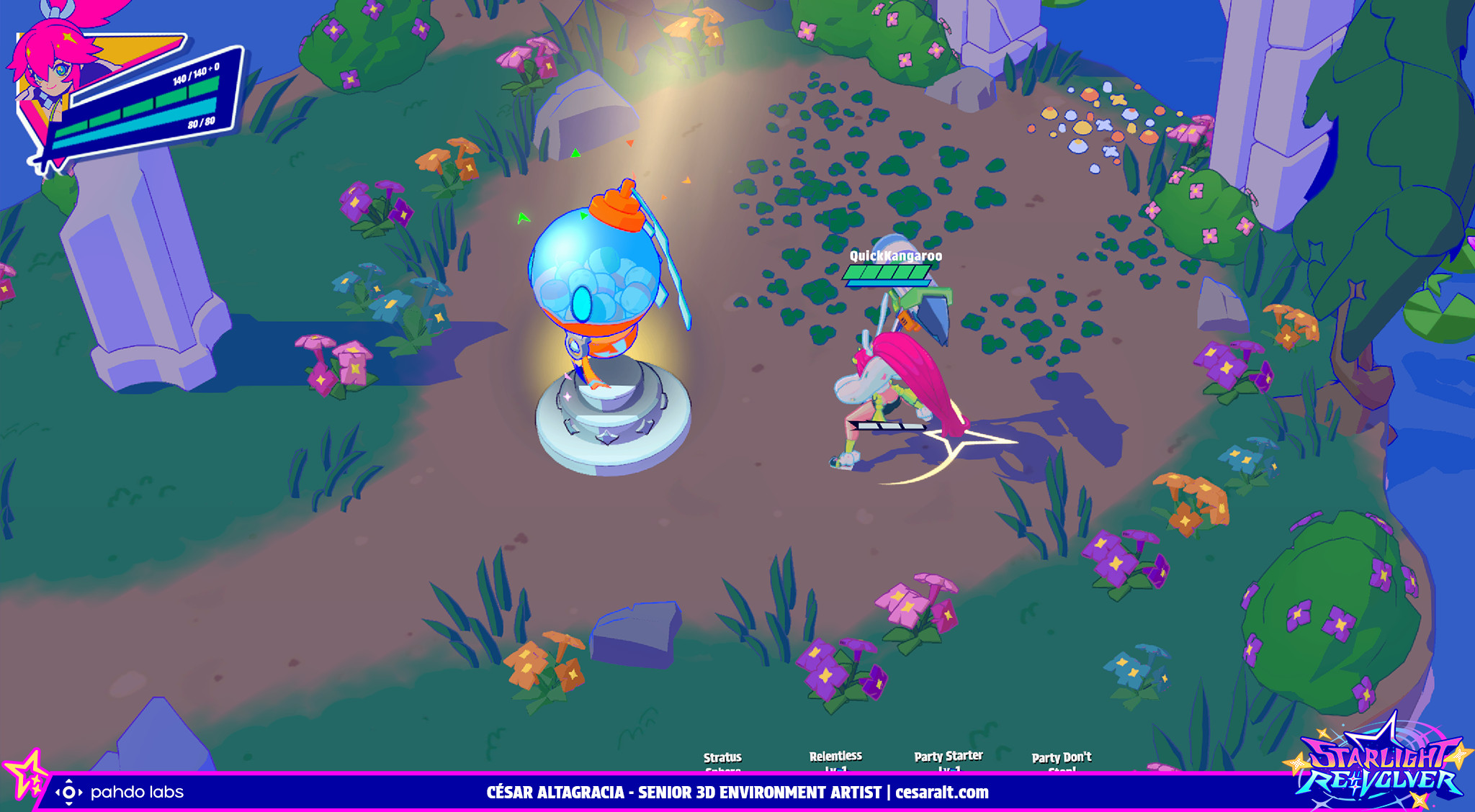 Level end area featuring the skill selection NPC named Pon, which gave me the rare opportunity to step out of environments for a bit and model a character.