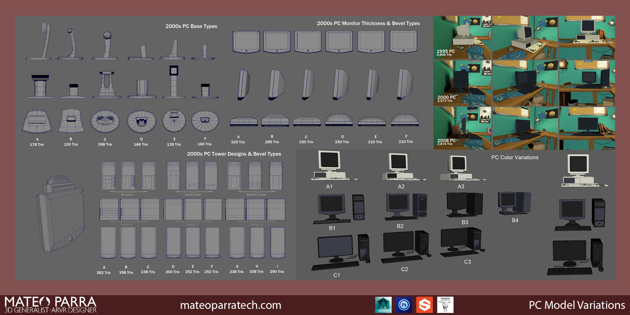 PC Model Variations - Here, we were deciding which model fit best for the year it was being used in the VR experience. 