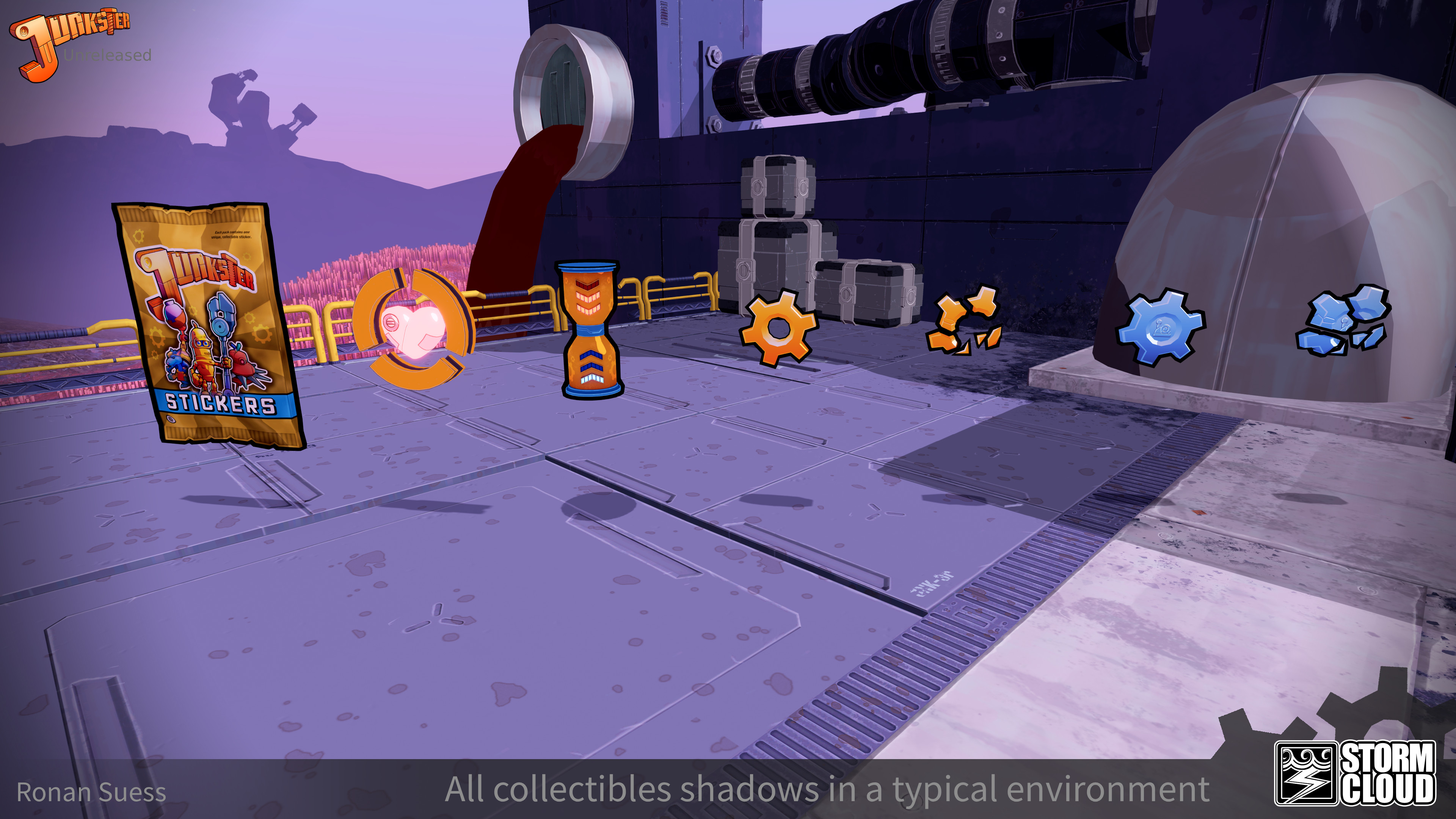 All collectible shadows in a typical game environment.