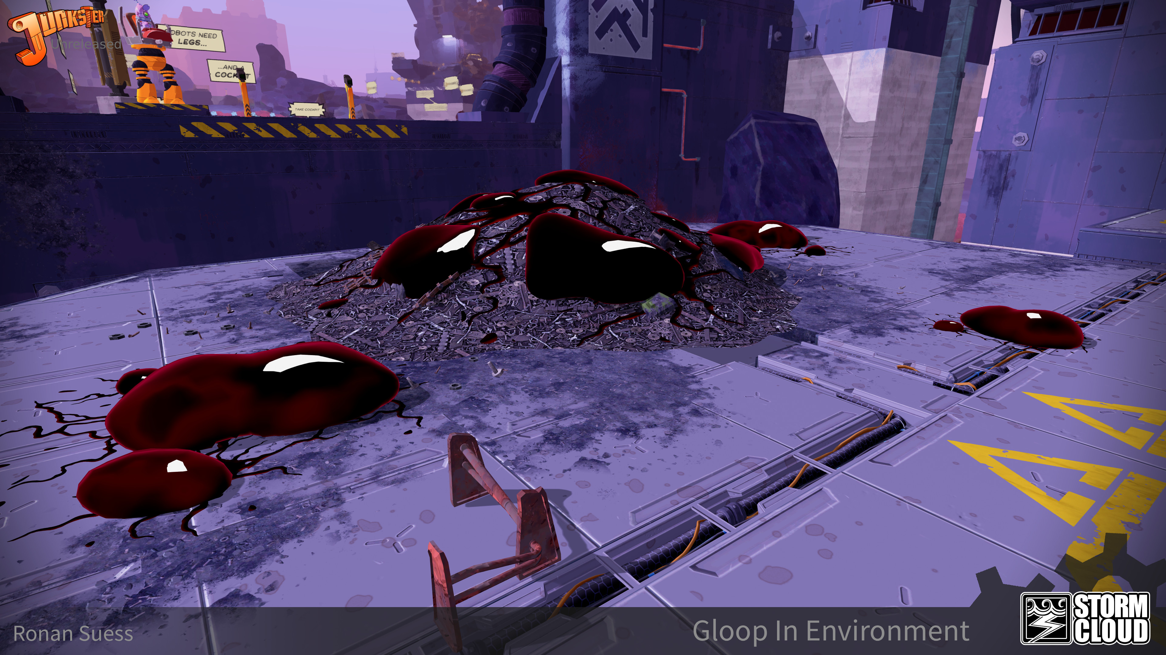 Gloop material on in-game meshes getting used in a level.