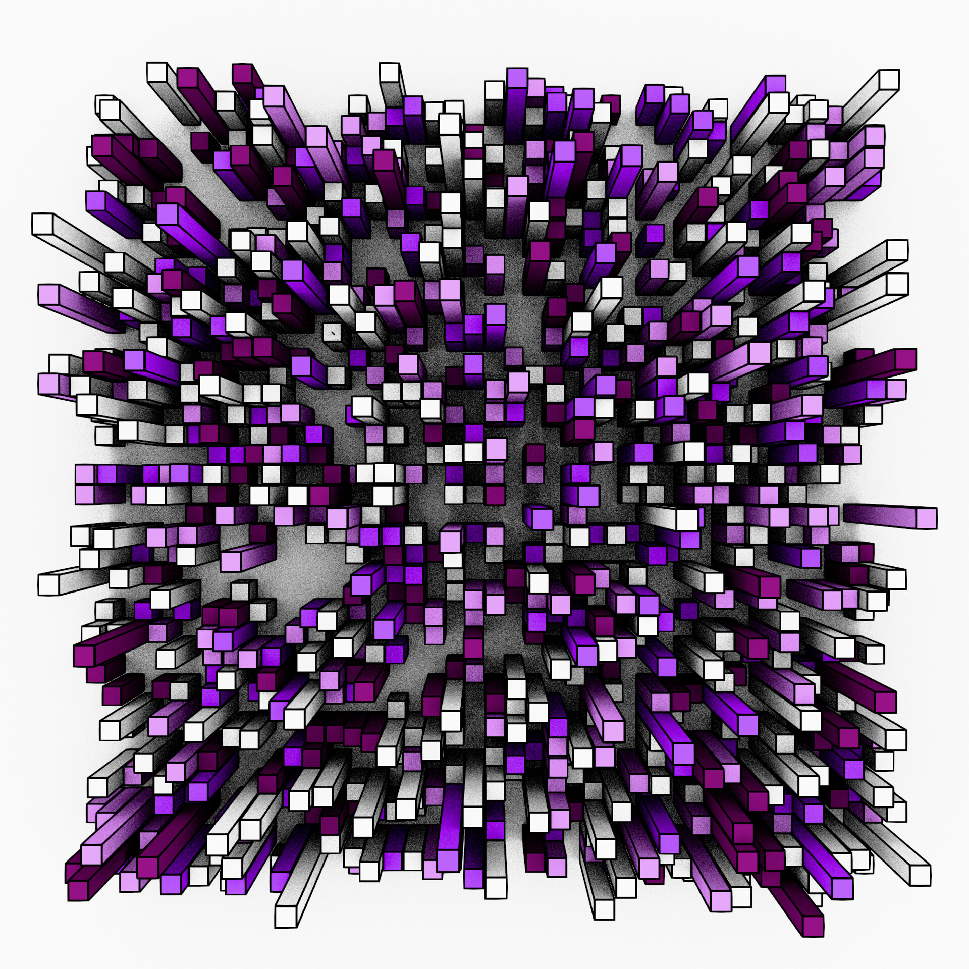 Soft lavender geometric layers floating in a silent digital expanse