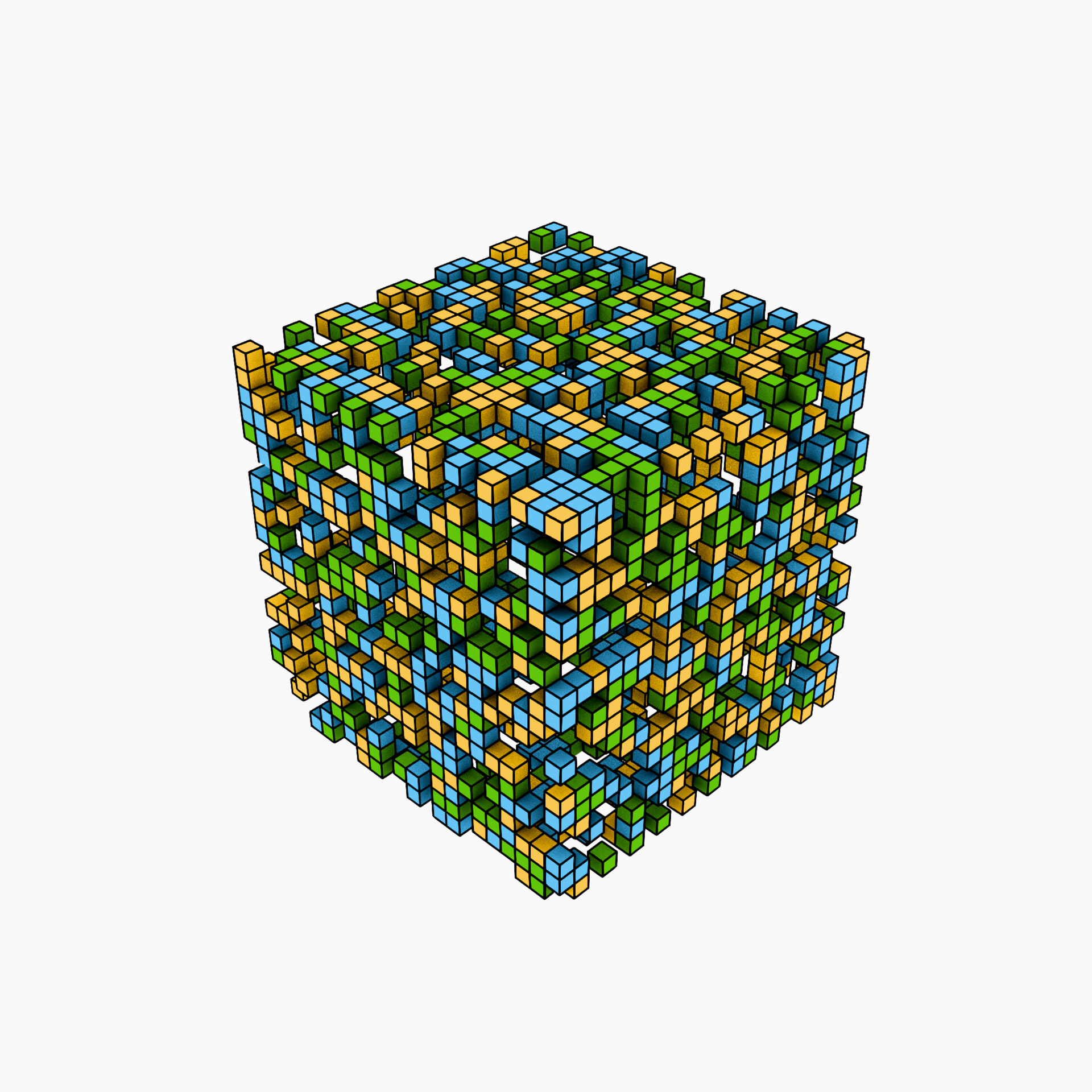 Bright yellow and green cubes arranged like a sunlit digital meadow