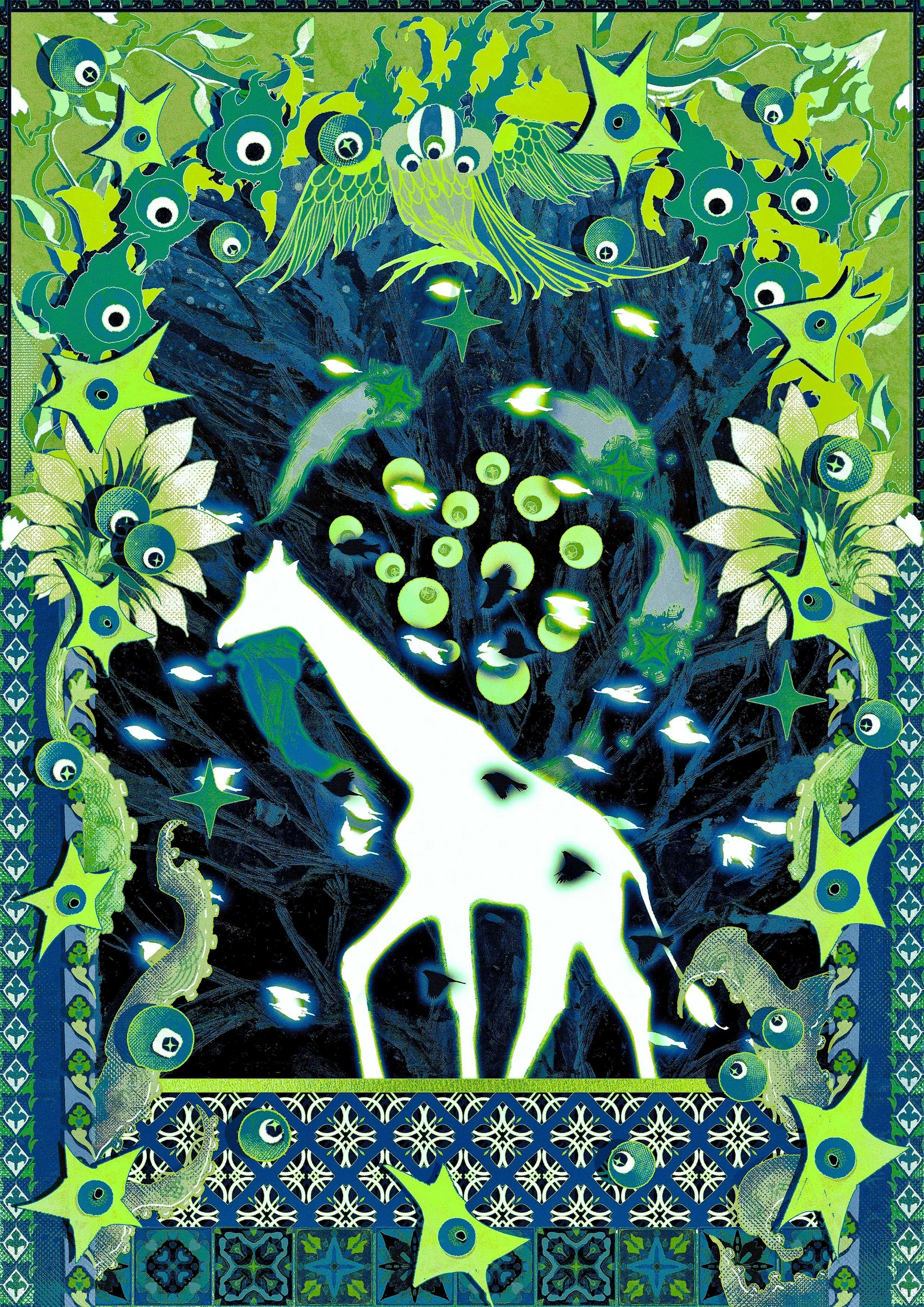 Thus, the giraffe carried the birds away.