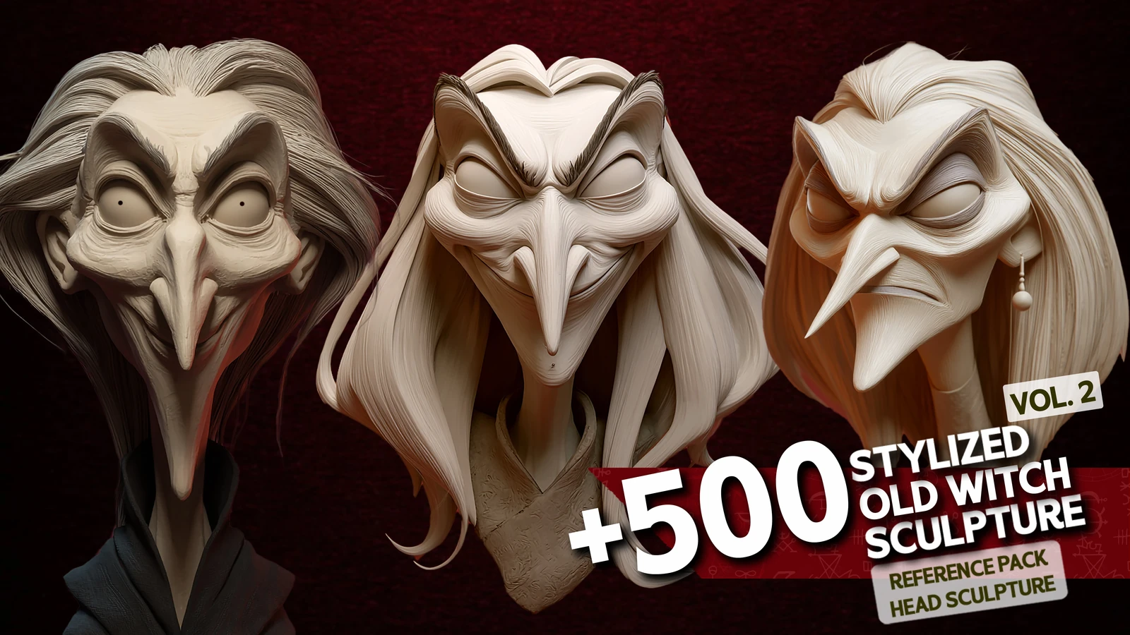 +500 Stylized Old Witch Sculpture Reference Pack _ Head Sculpture _ VOL 2
https://artstn.co/m/MX77L